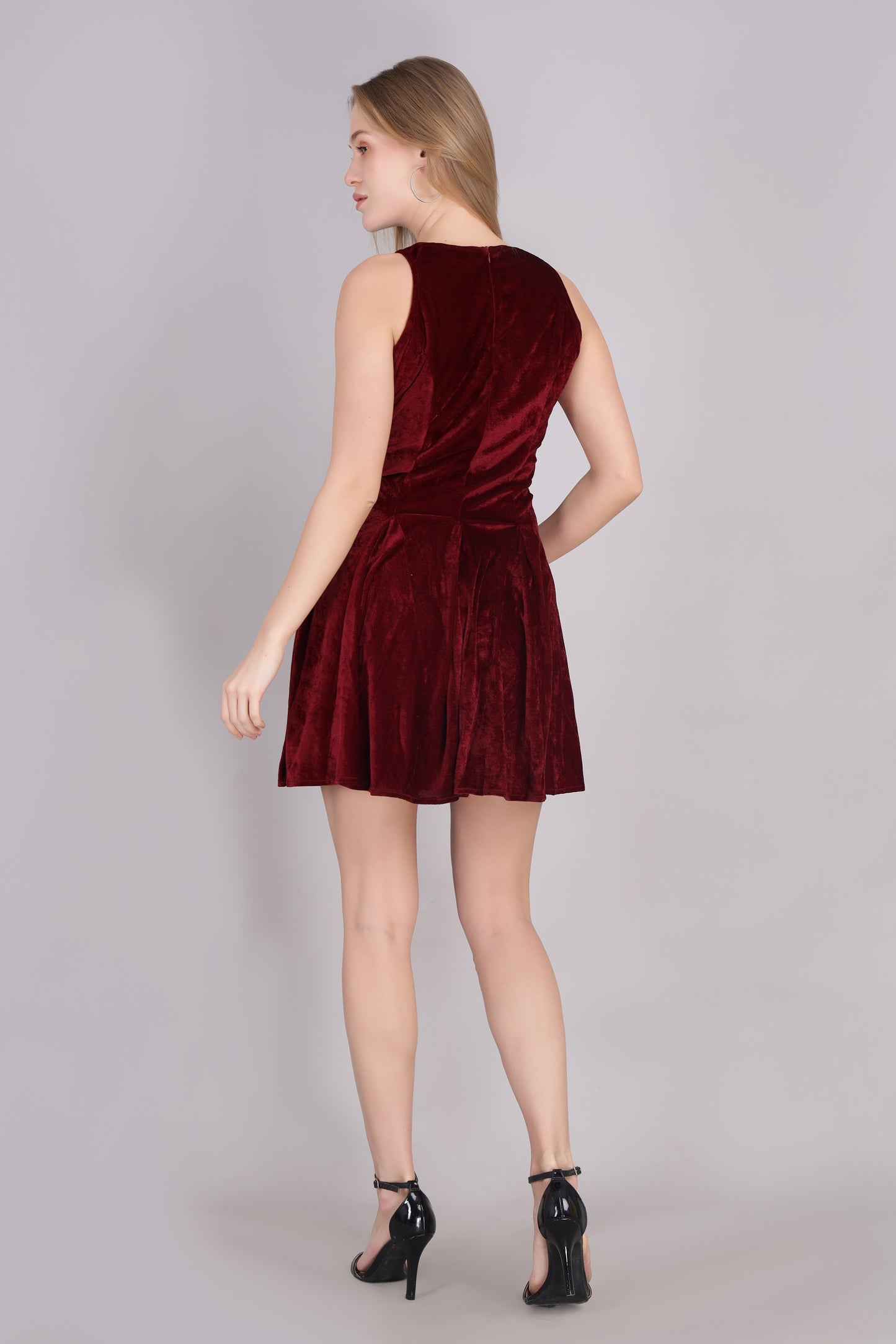 Maroon Velvet Twirl Dress
