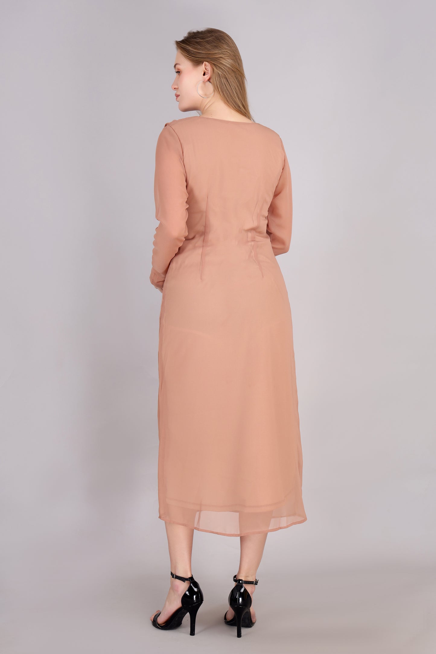Beige Georgette Long Dress