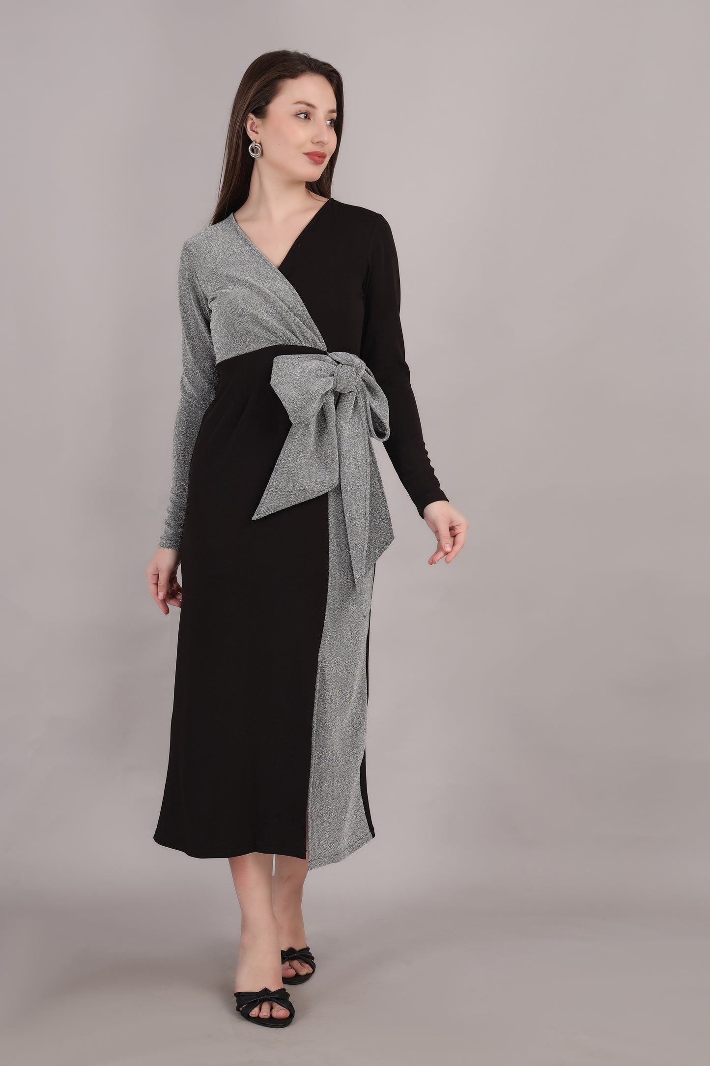 Silver Shimmer Tie Dress