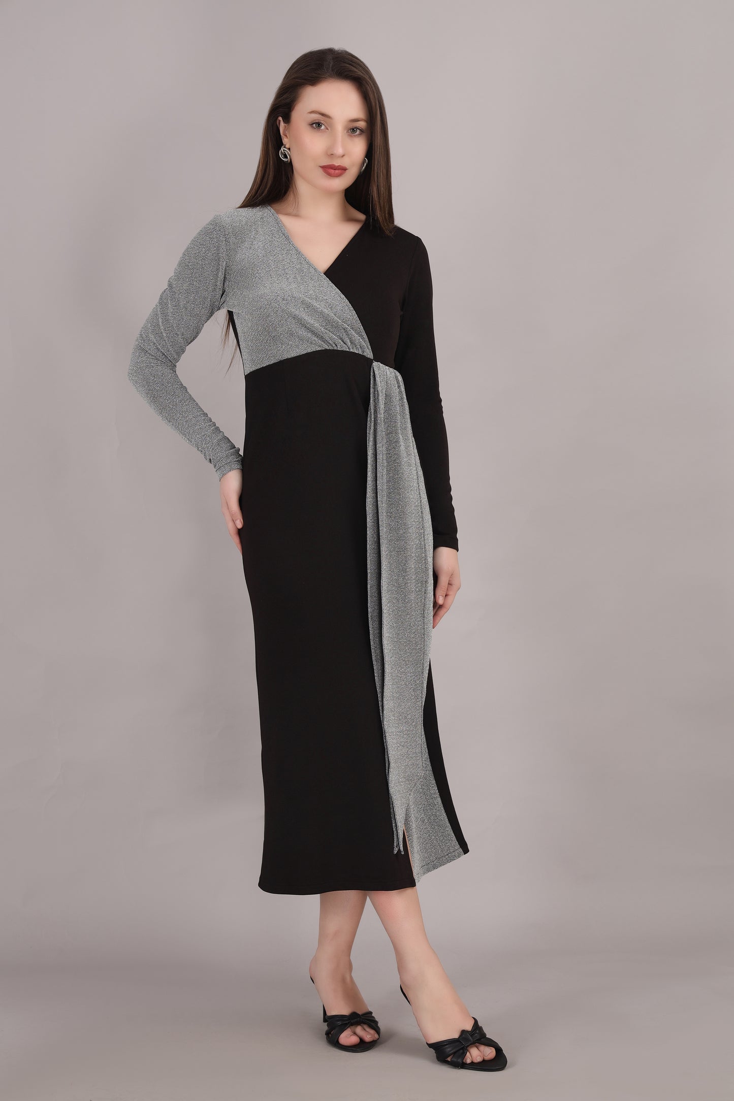 Silver Shimmer Tie Dress