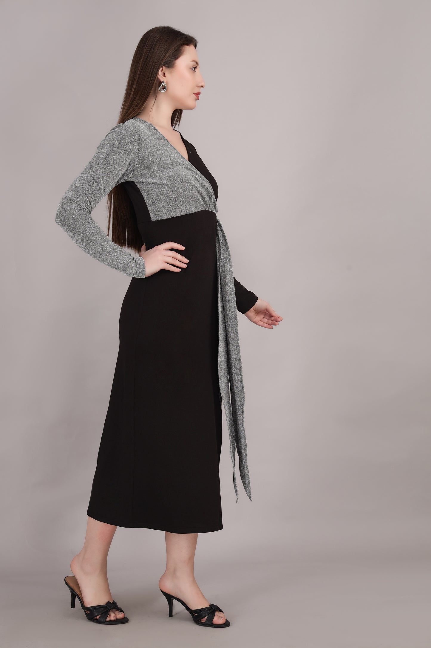 Silver Shimmer Tie Dress