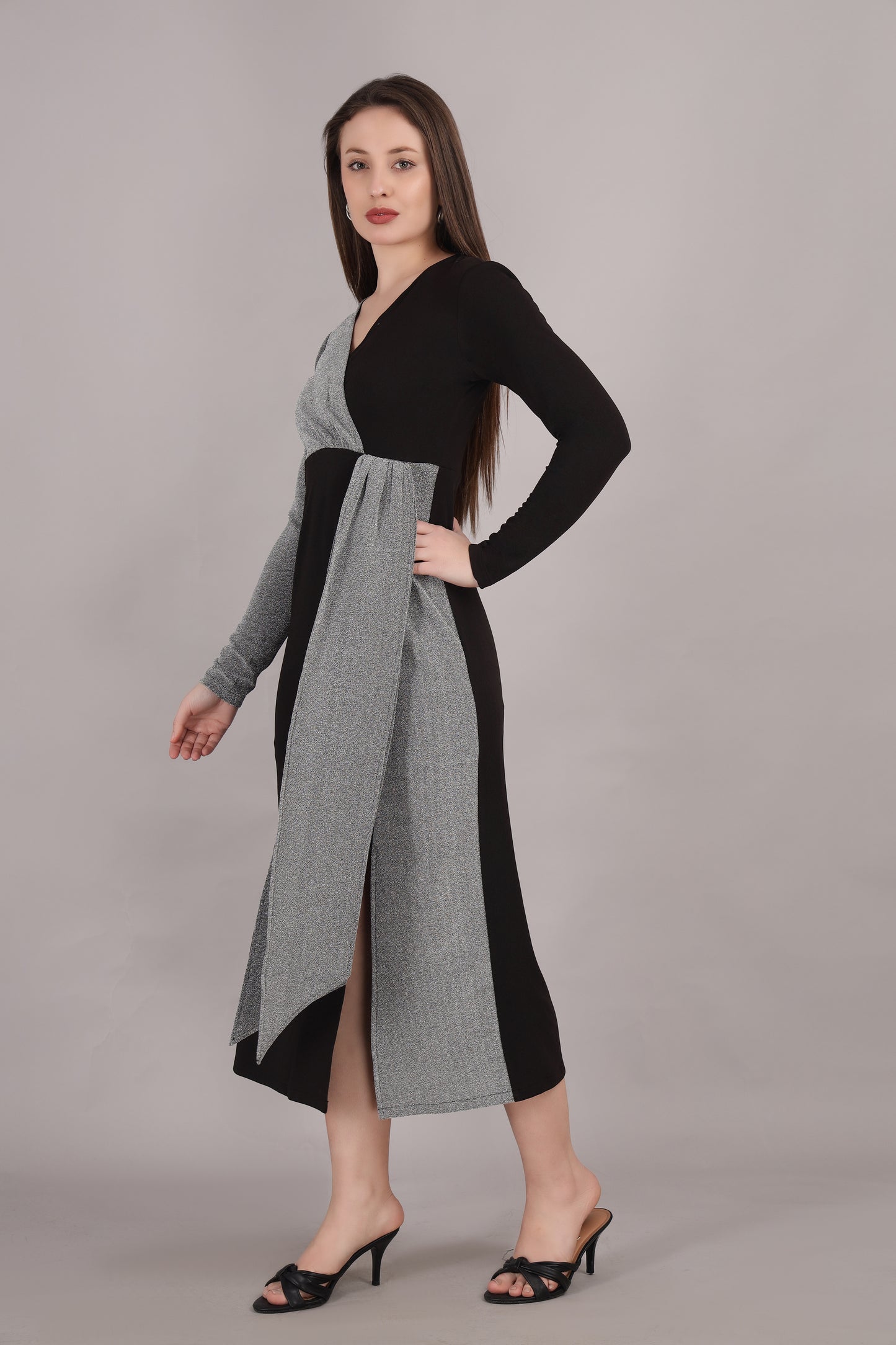 Silver Shimmer Tie Dress