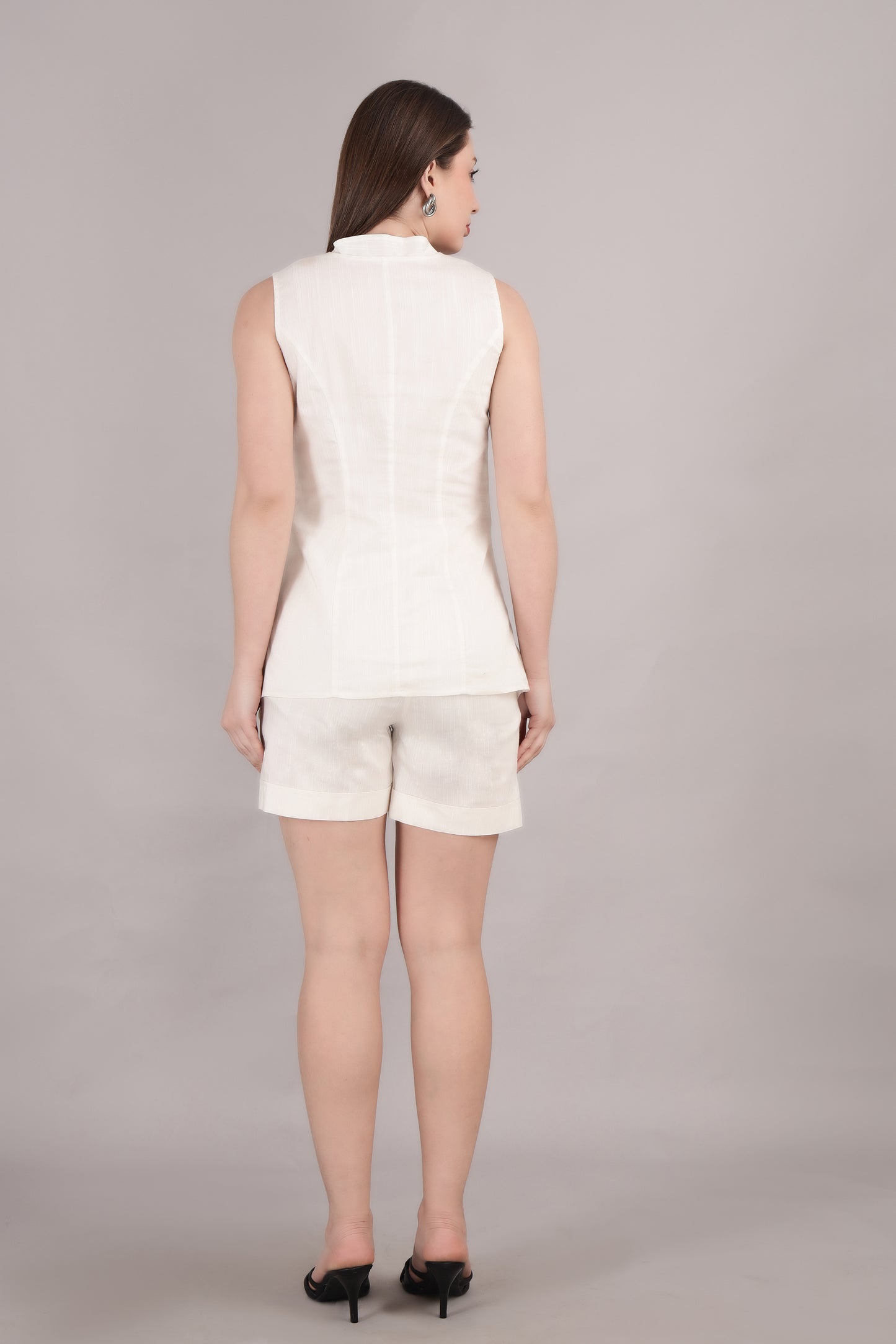 Long Button Blazzer With Shorts