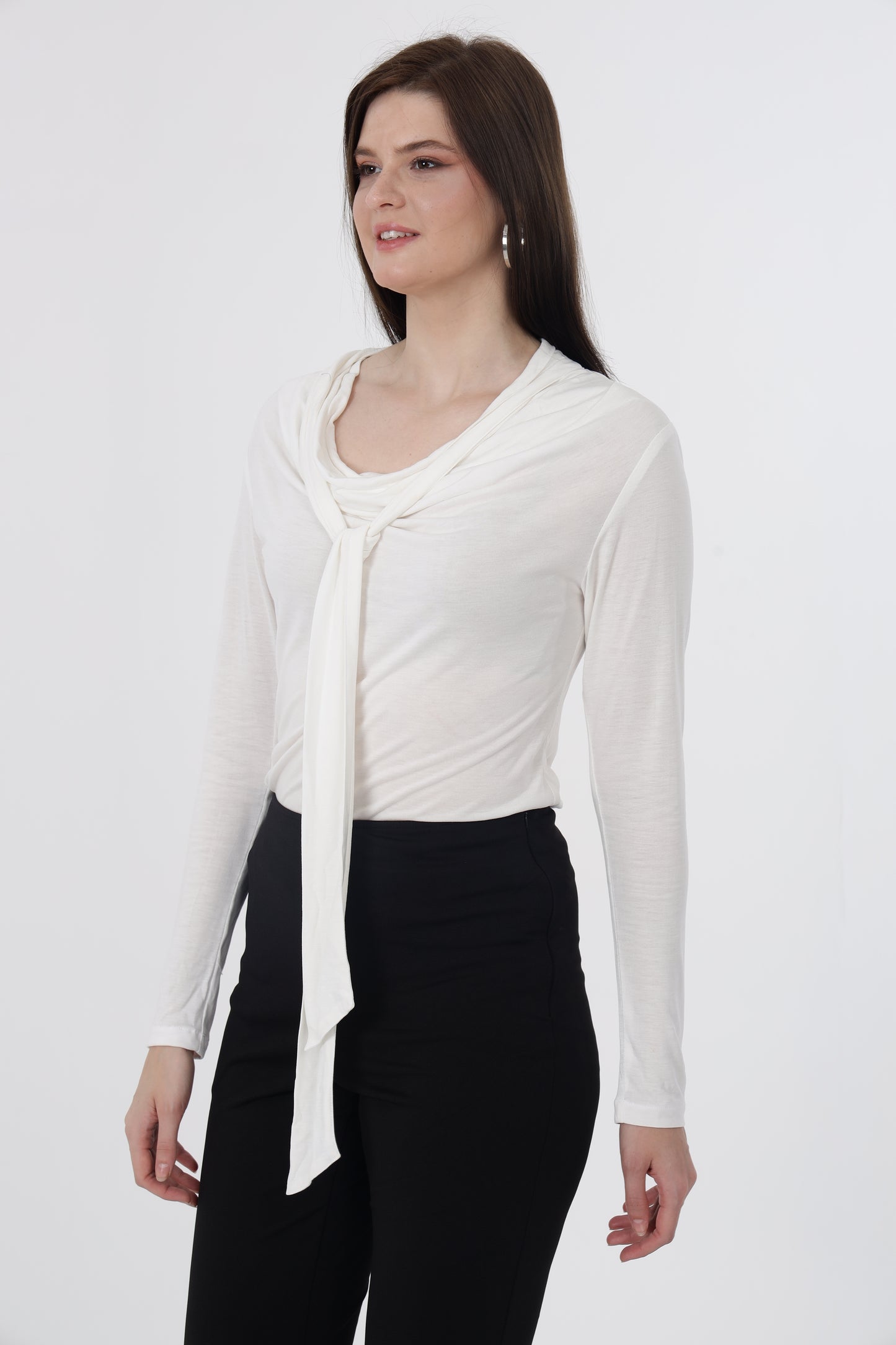 White Front Tie Top