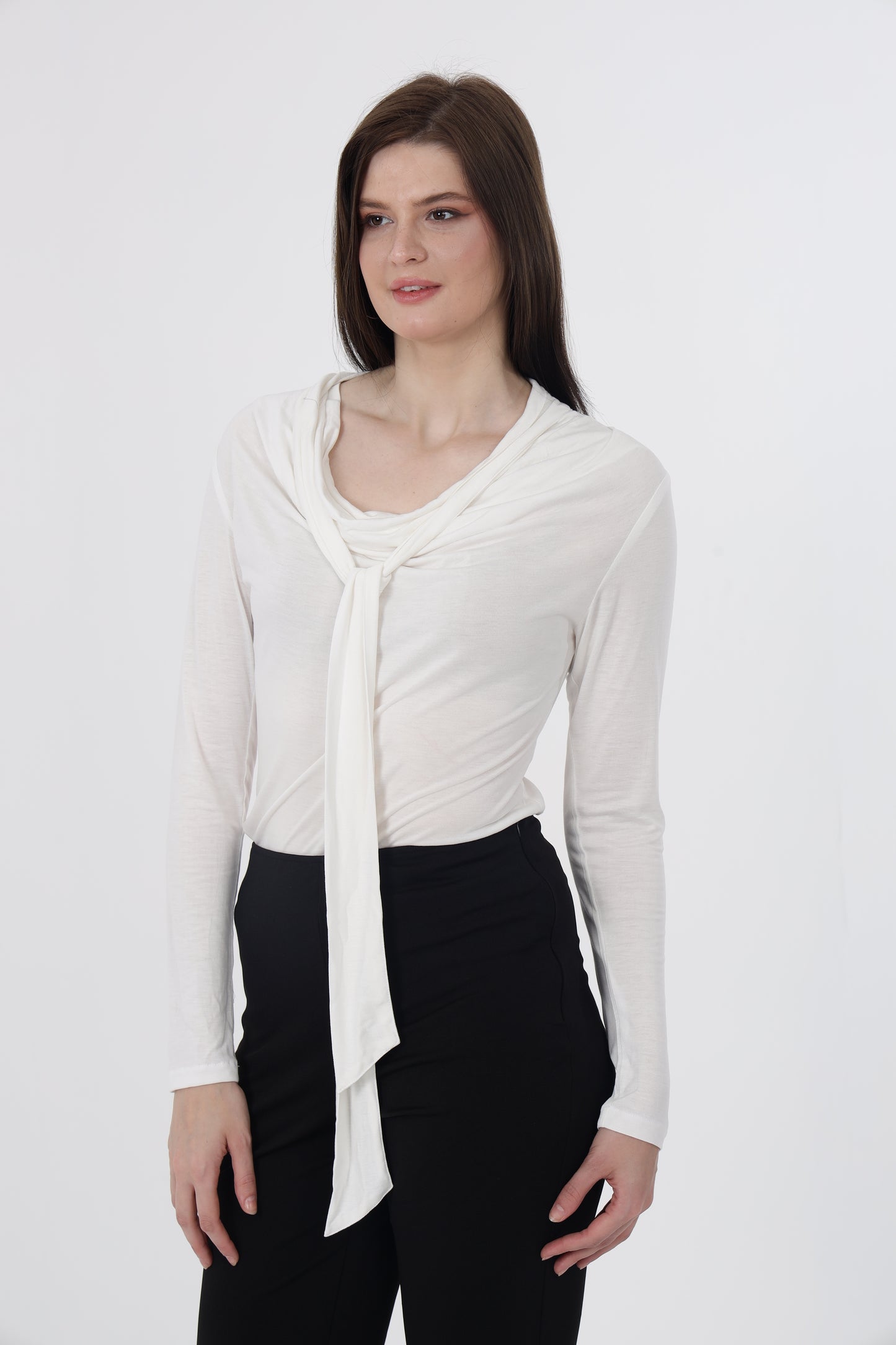 White Front Tie Top