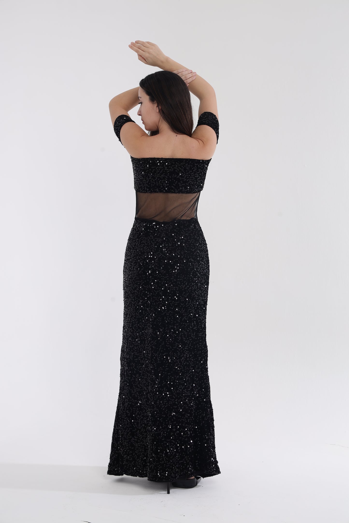 Black Cocktail Off Shoulder Gown