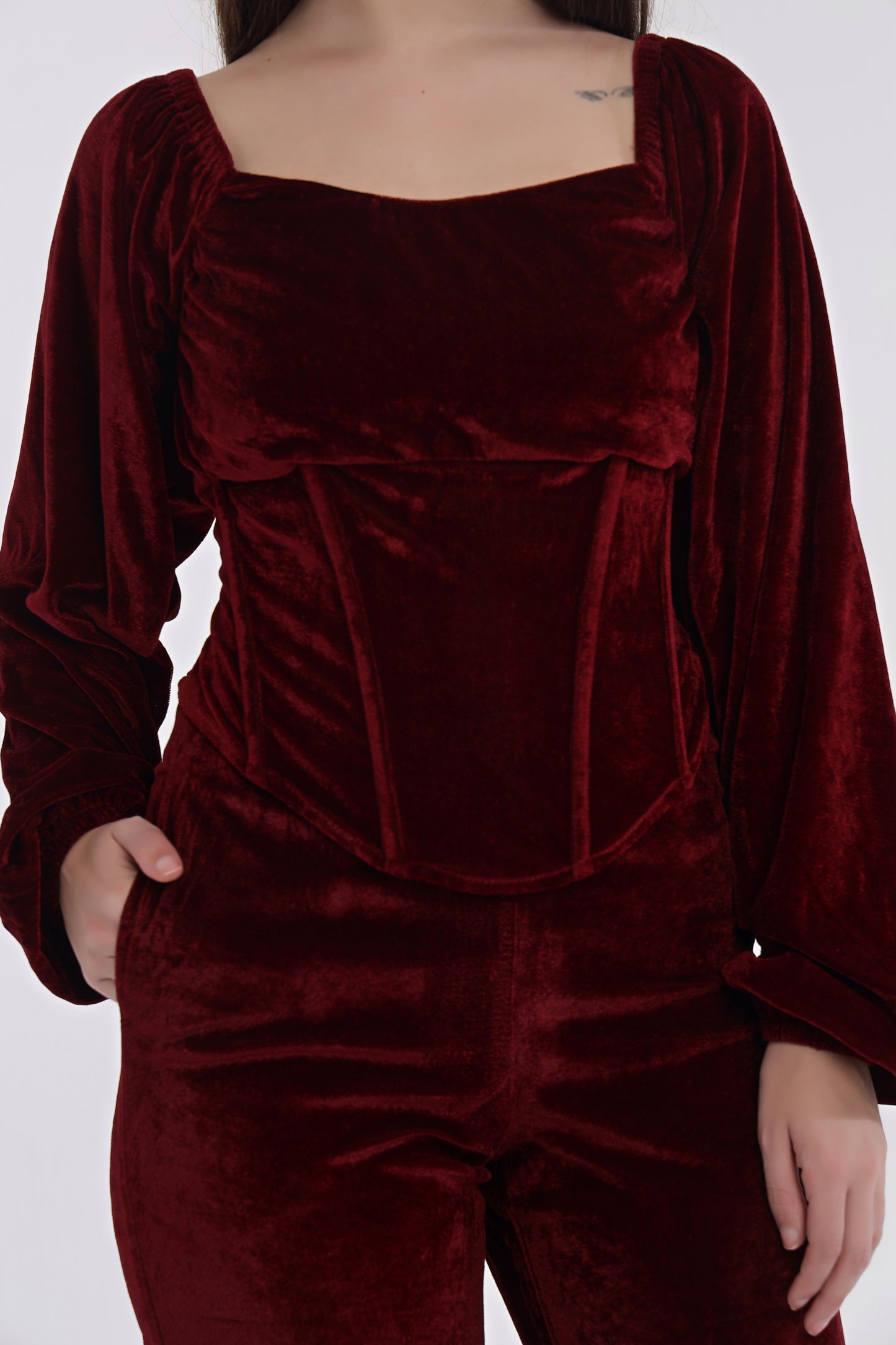 Velvet corset style top