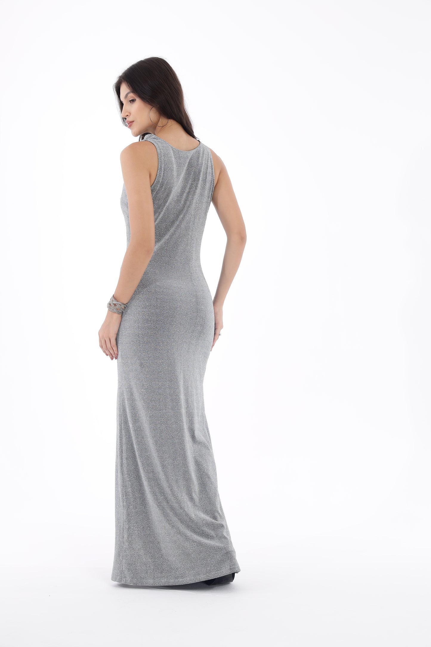 Silver Shimmer Cowl Neck dress