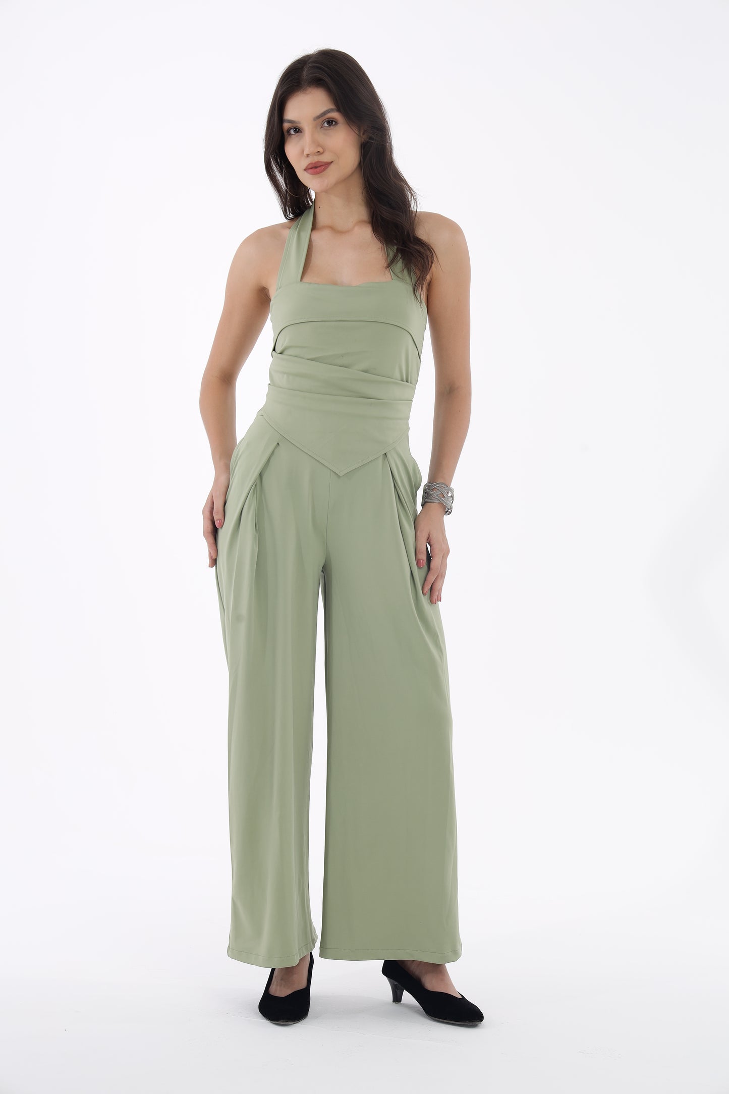 Green Backless Jumpsuit