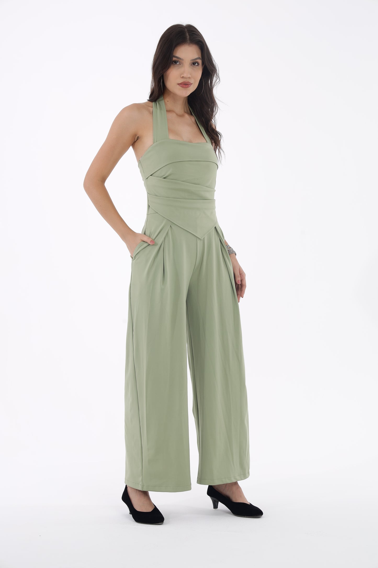 Green Backless Jumpsuit