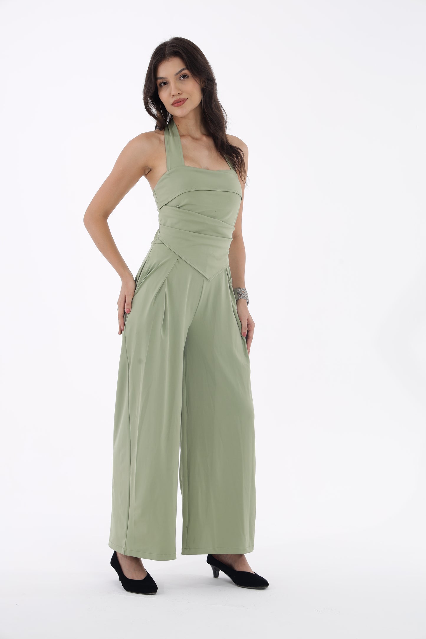 Green Backless Jumpsuit