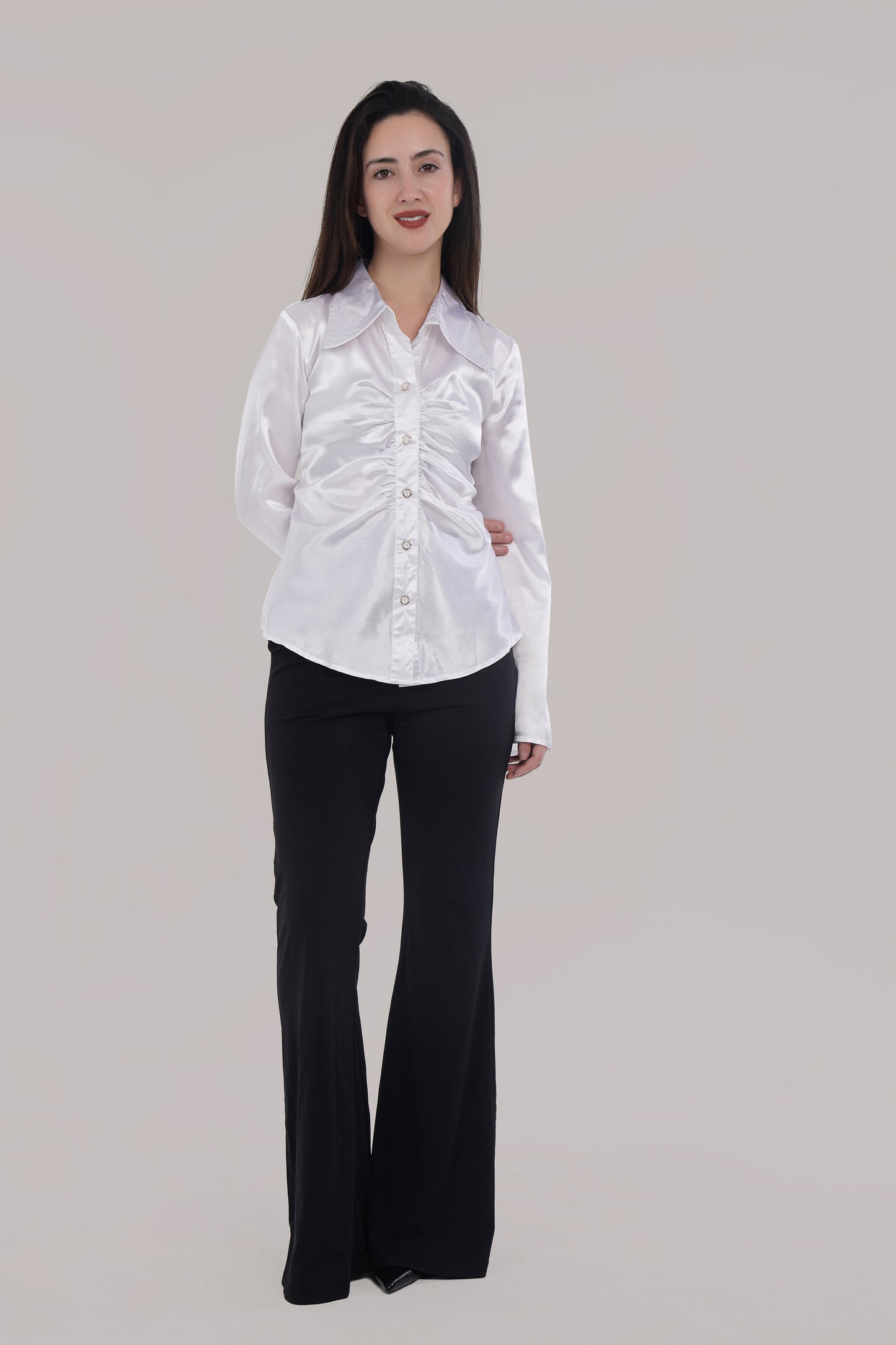 White satin shirt