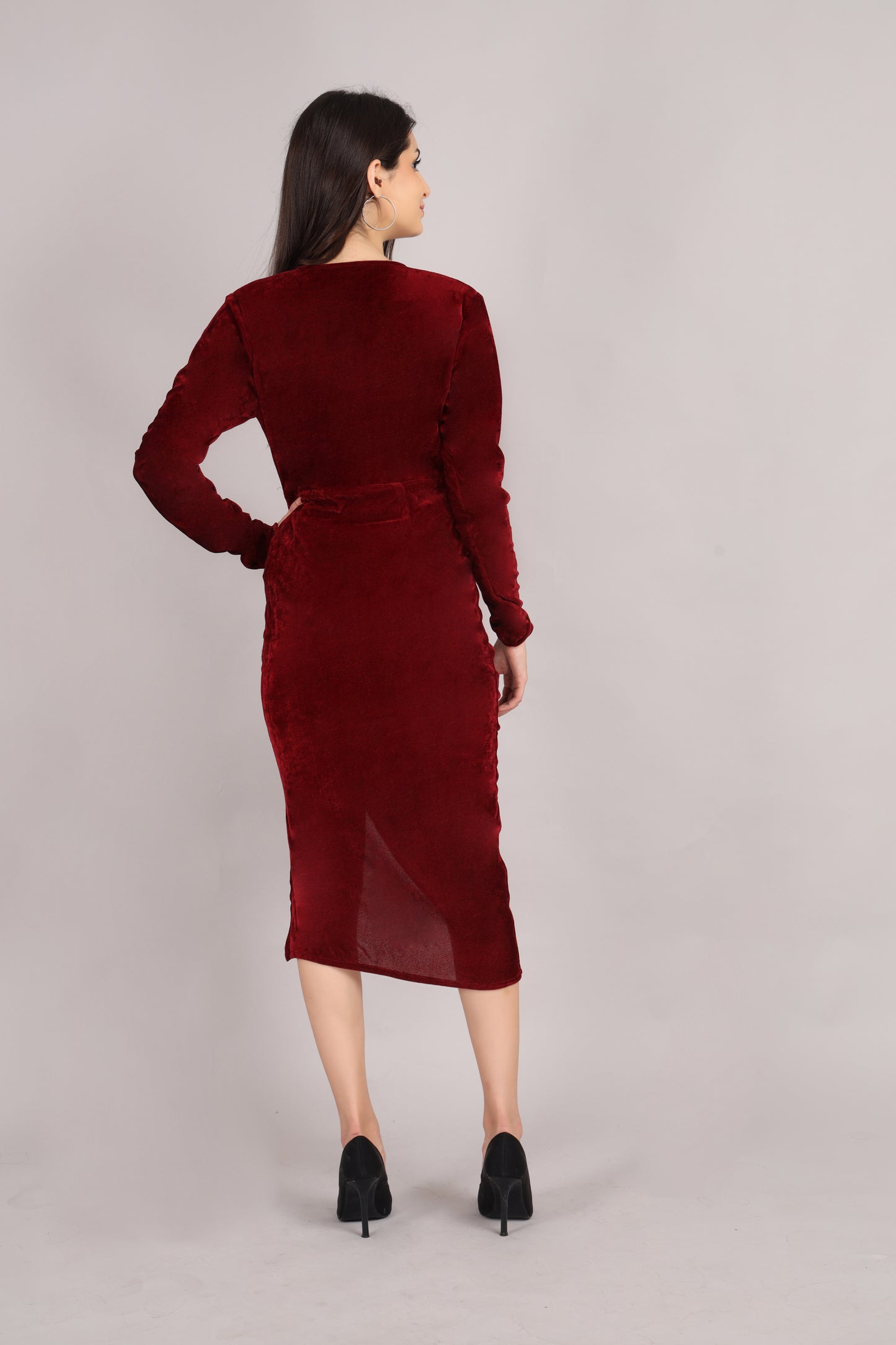 Maroon velvet Bodycon dress
