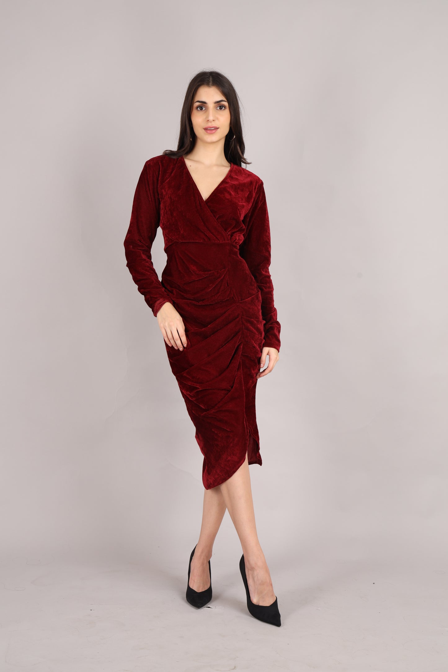 Maroon velvet Bodycon dress