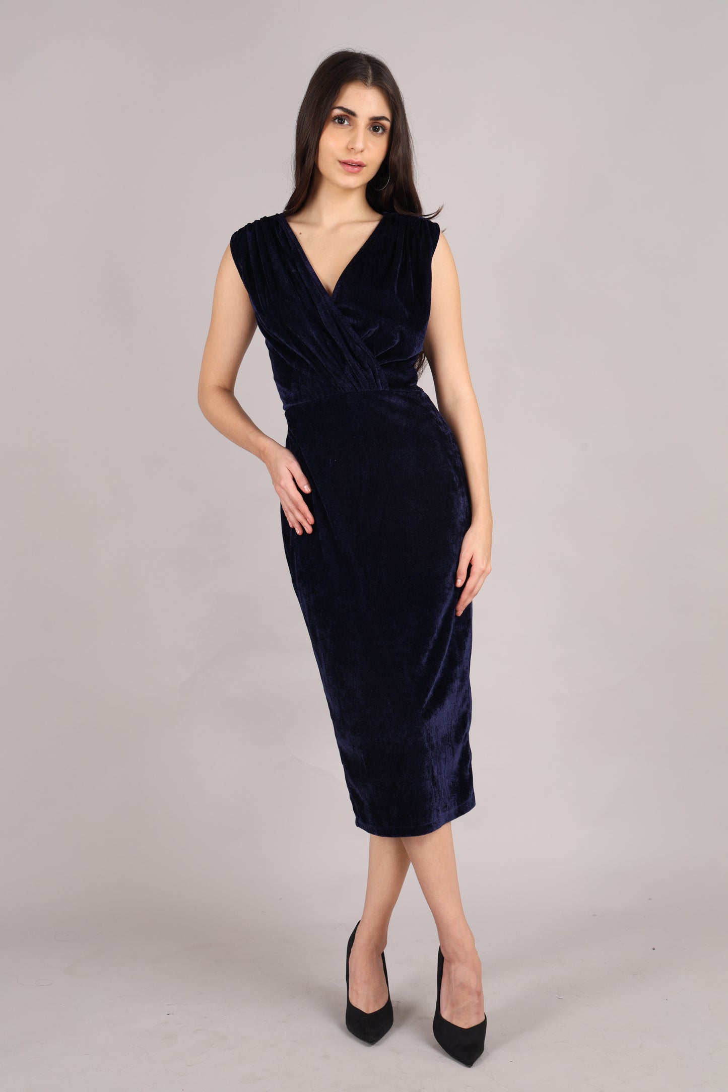 Blue Velvet Sleeveless Dress