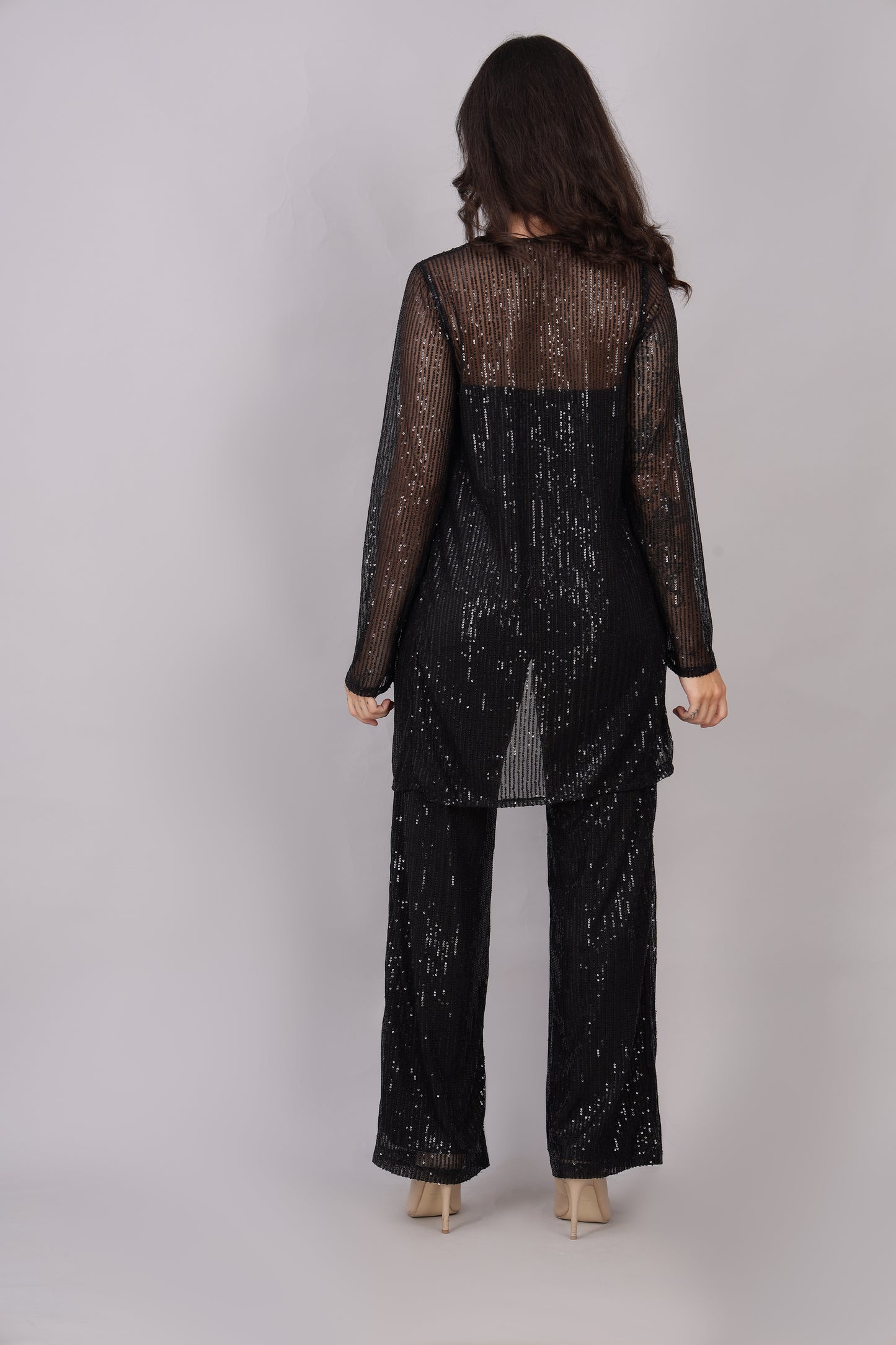 Black Sequin Shrug and Pant Set