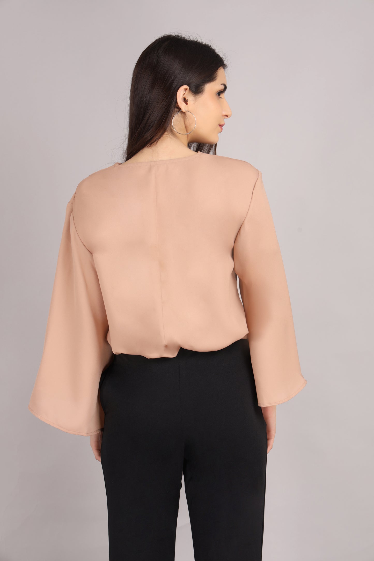 Beige Cowl Neck Top