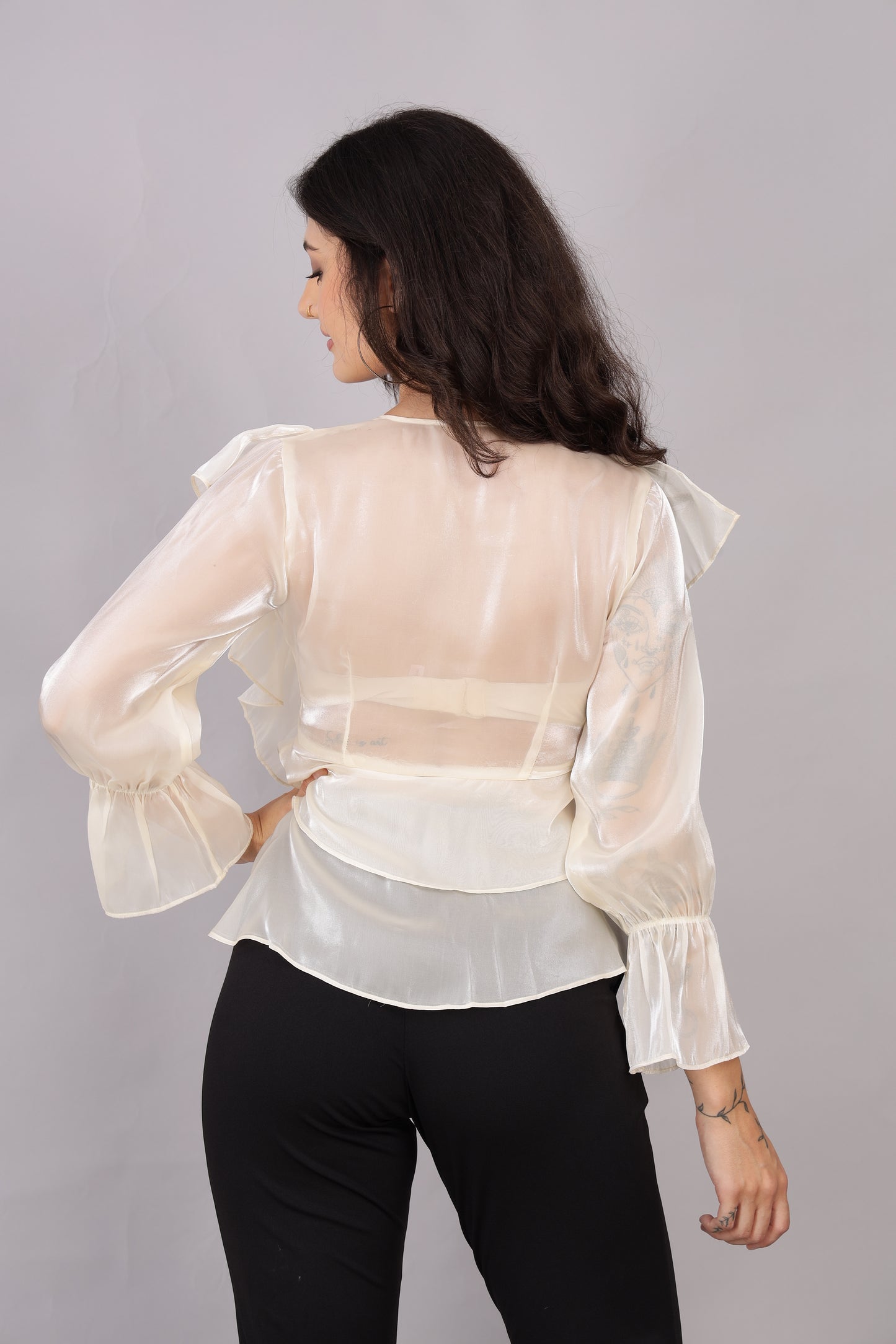 Beige Frill Top