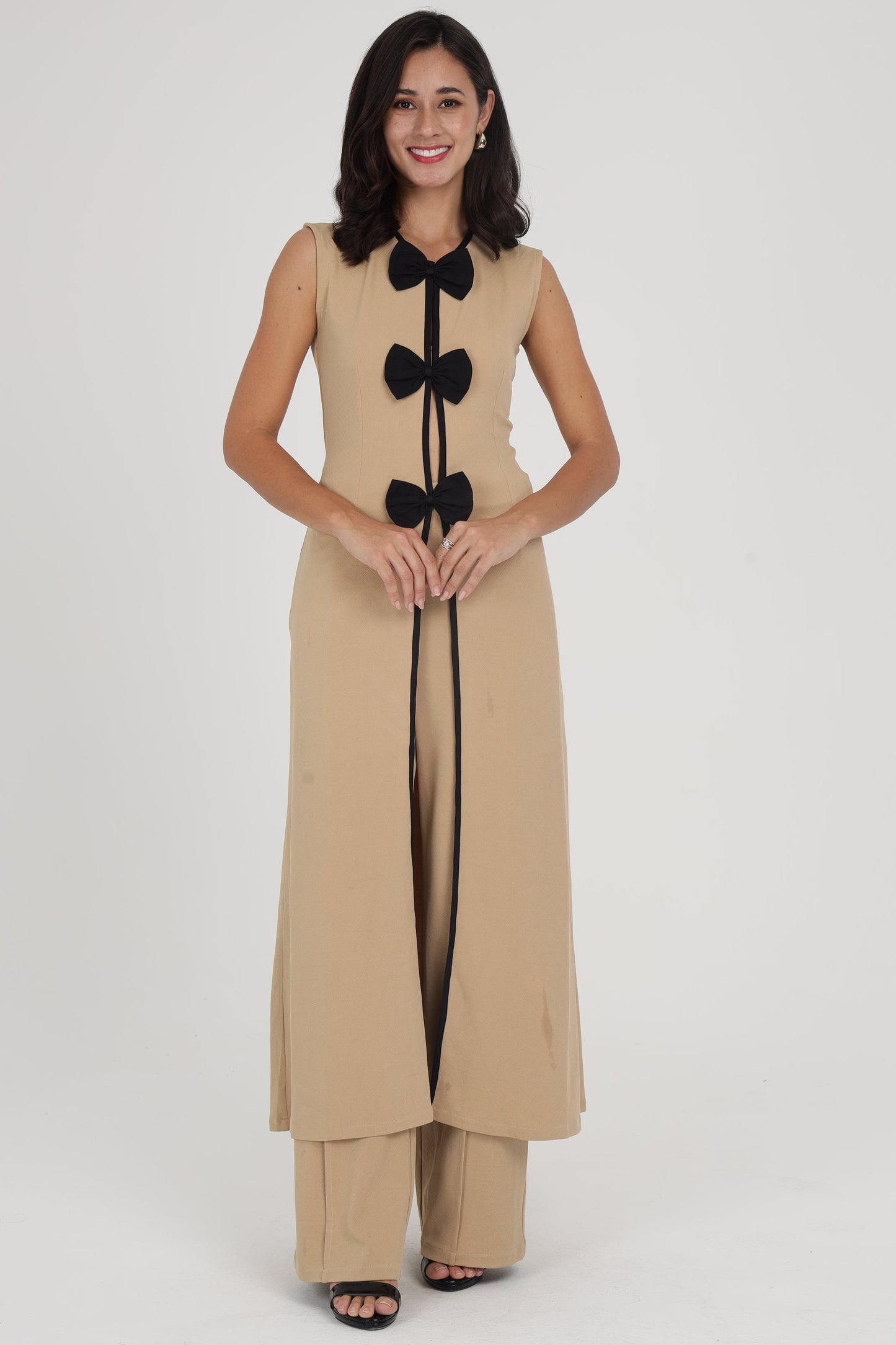 Beige Bow Co-ord Set
