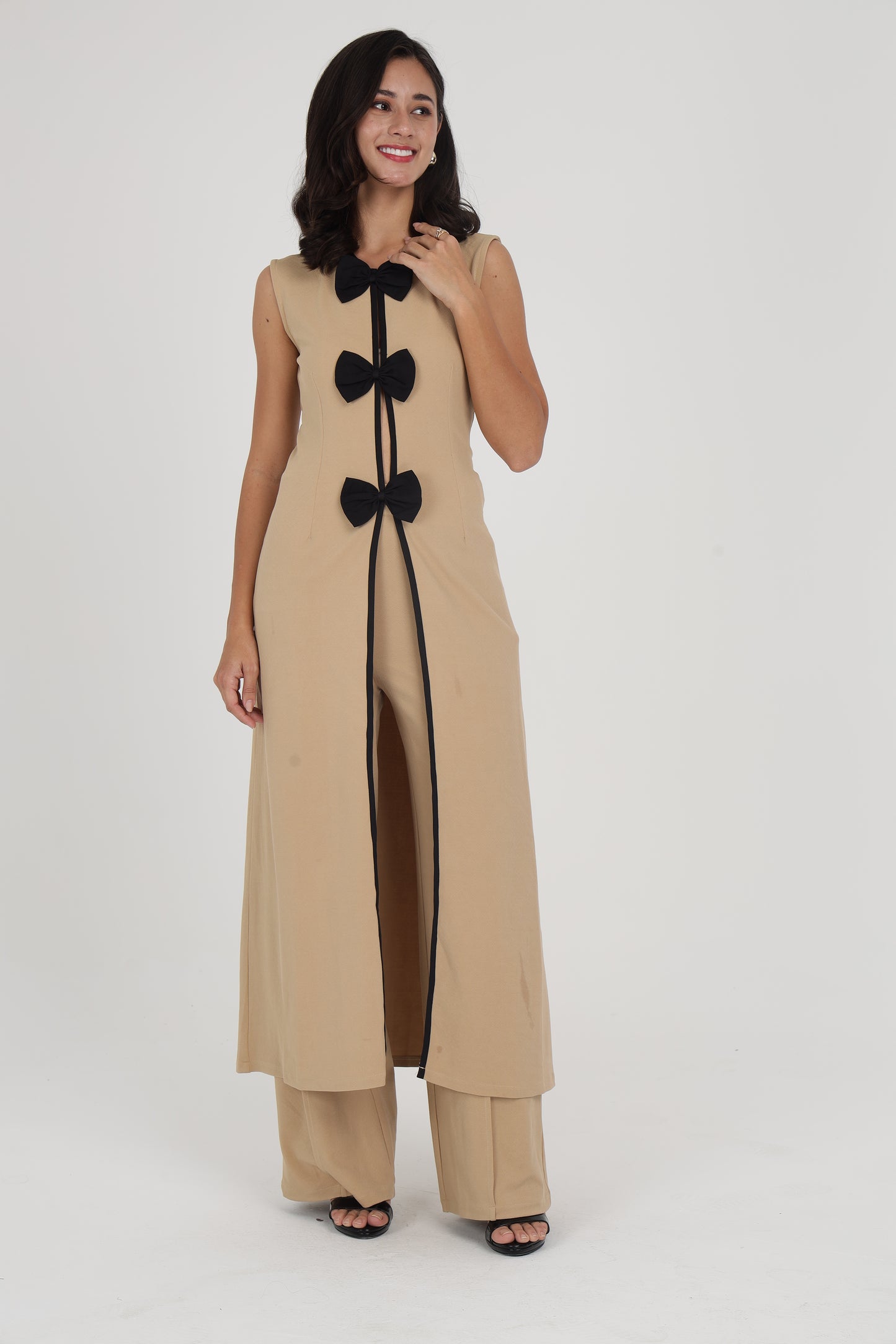 Beige Bow Co-ord Set
