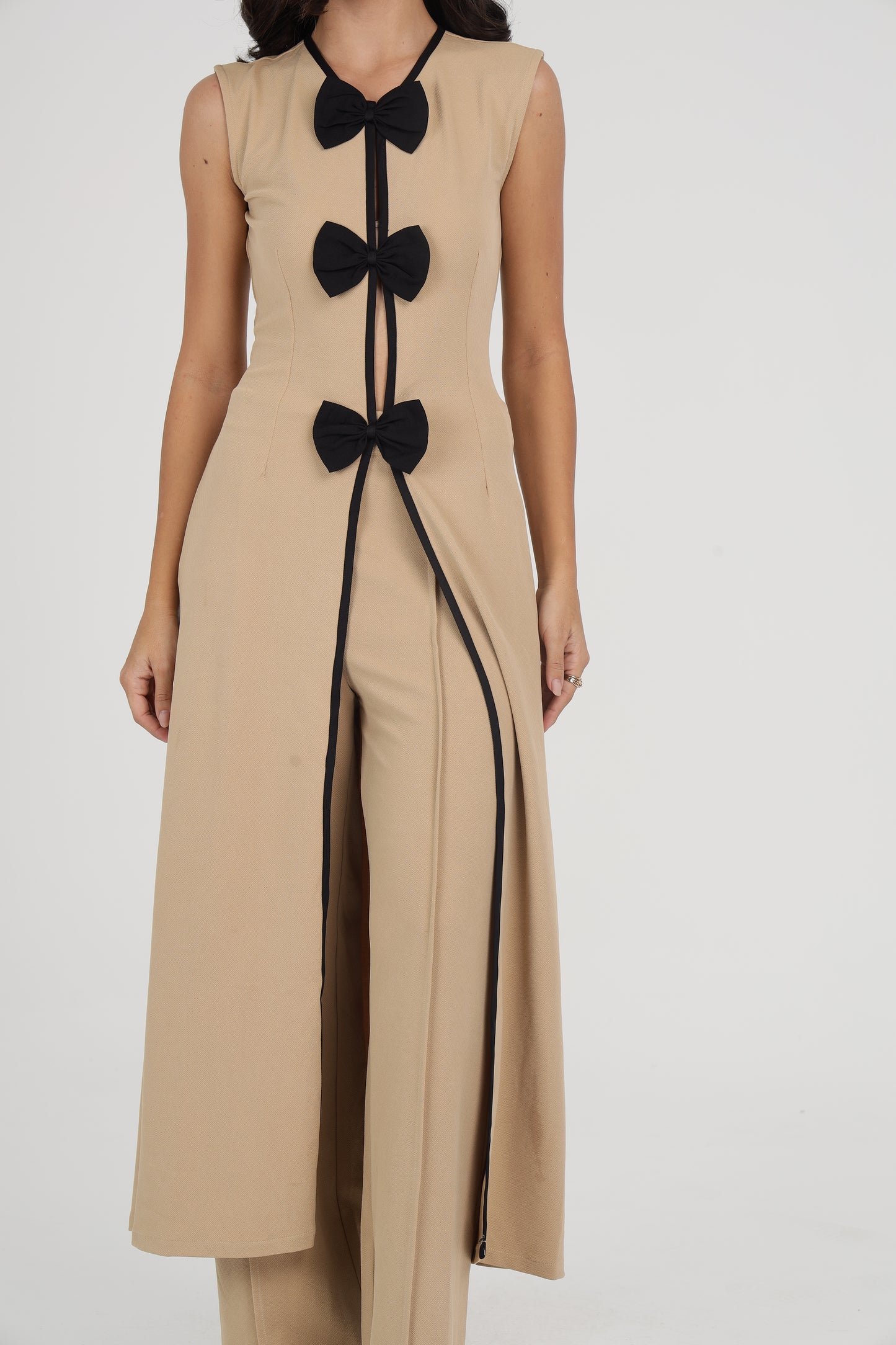Beige Bow Co-ord Set