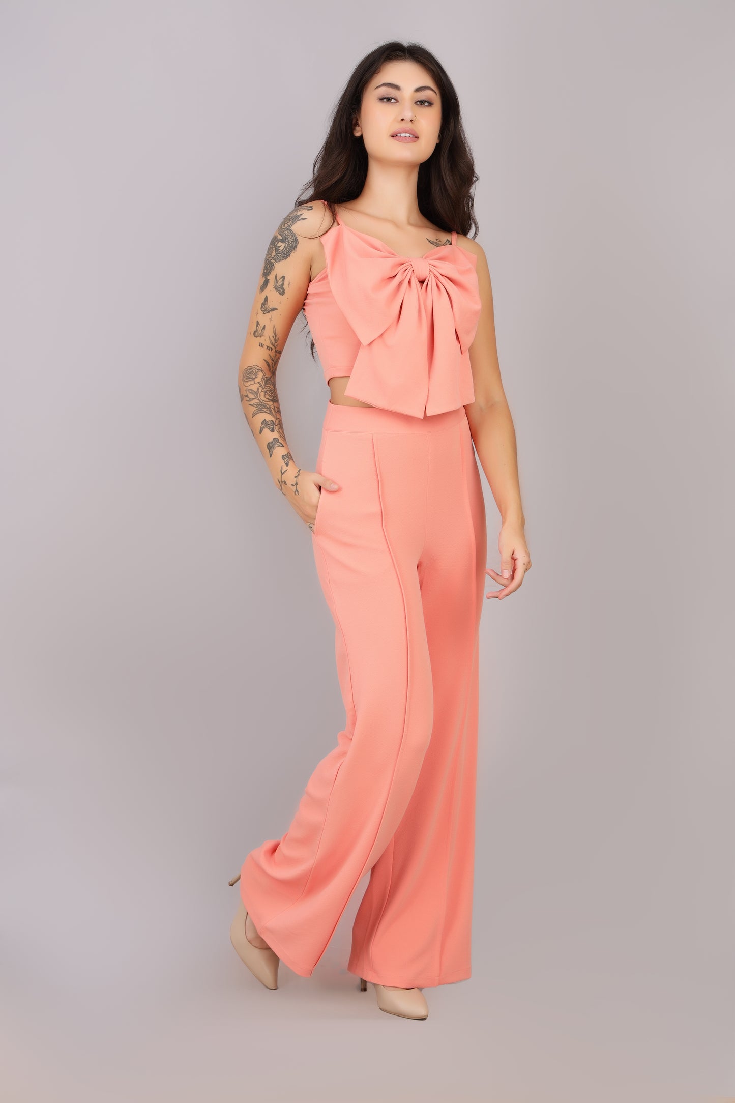Peach Bow Co-ord Set