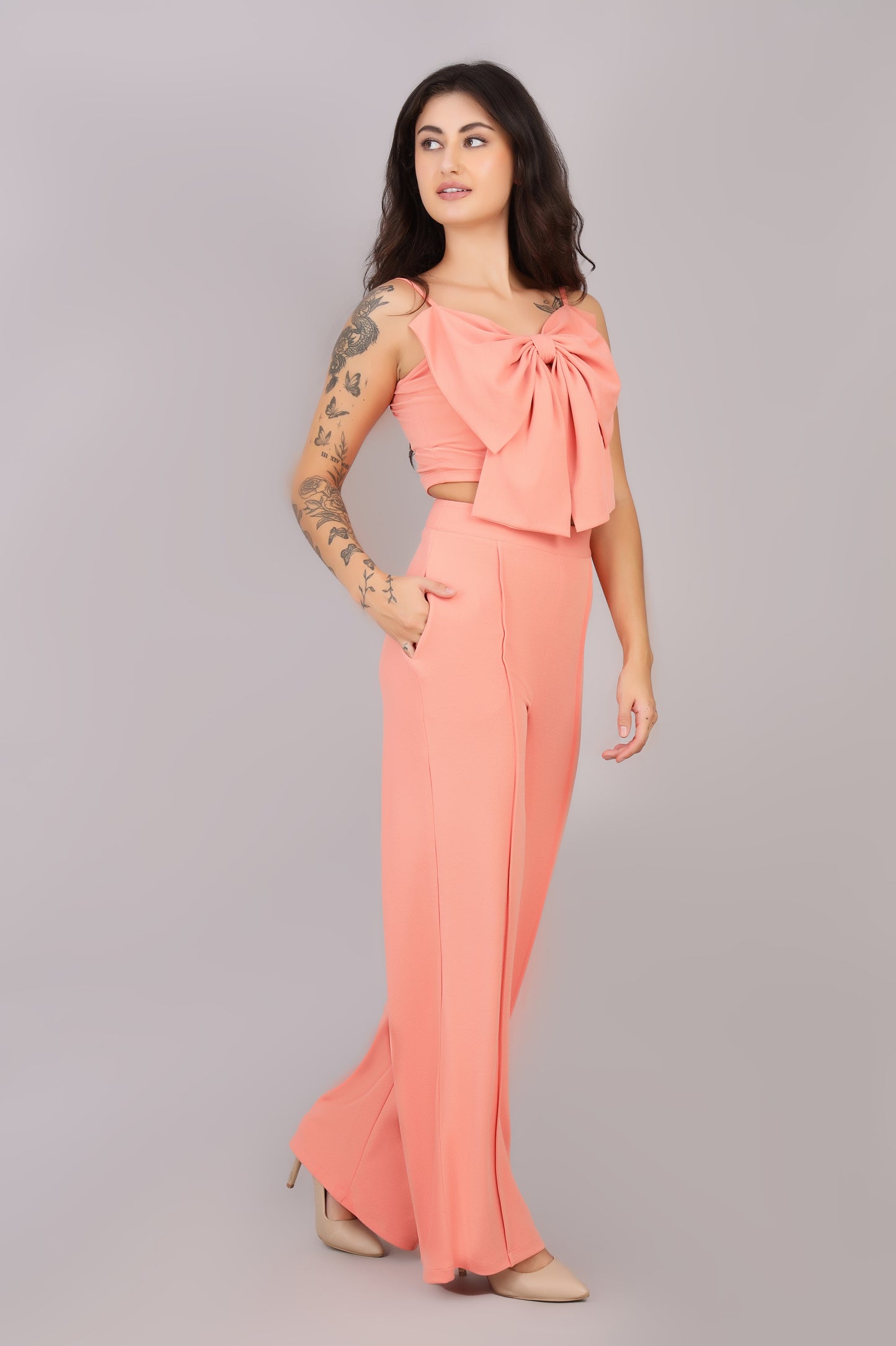 Peach Bow Co-ord Set