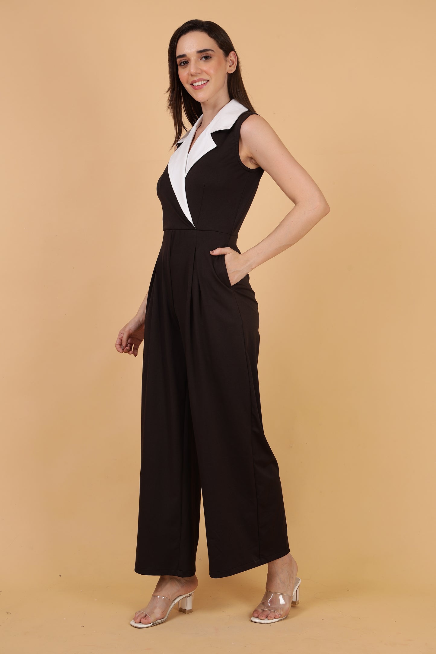 Black & White Collar Jumpsuit
