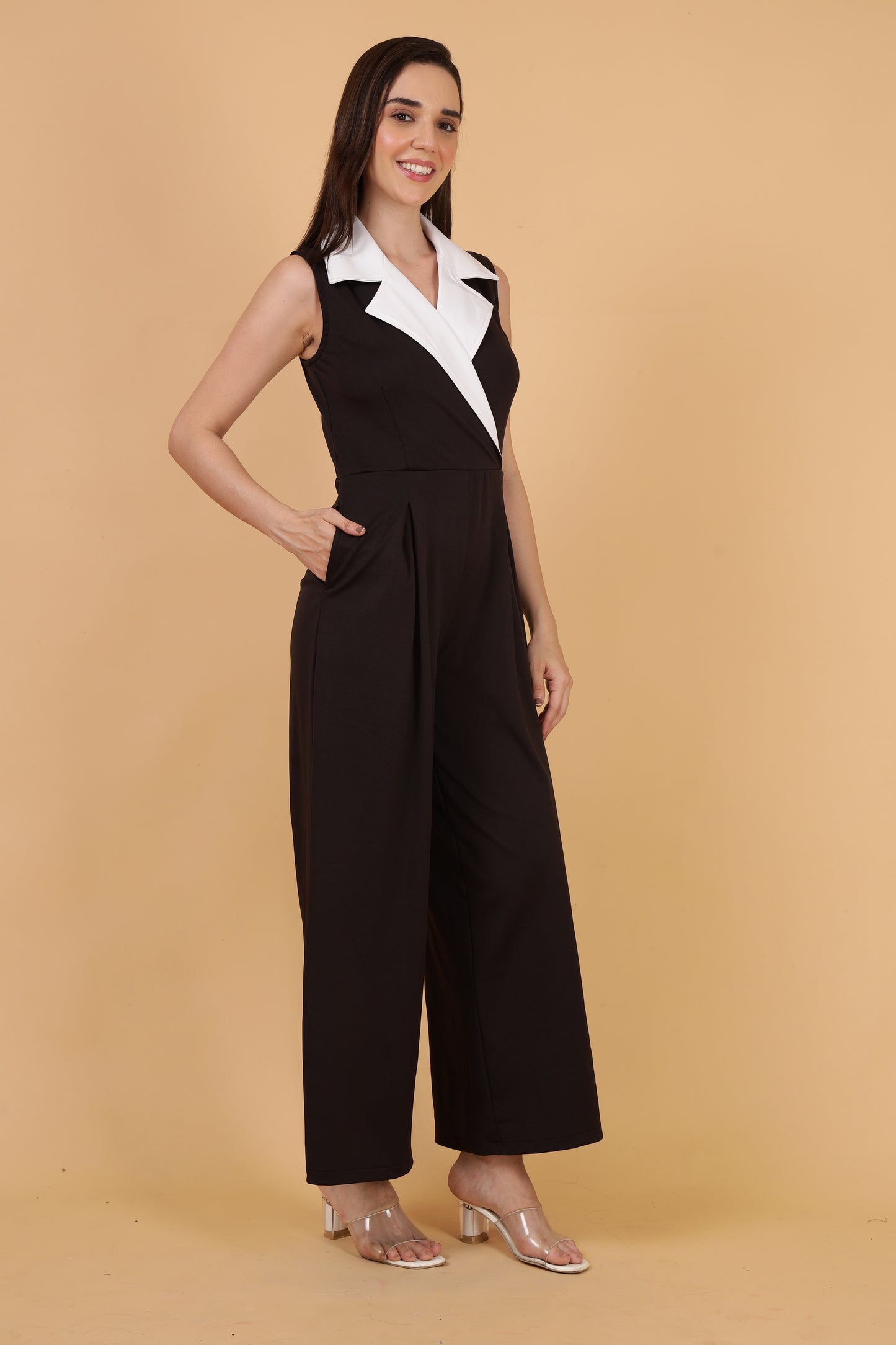 Black & White Collar Jumpsuit