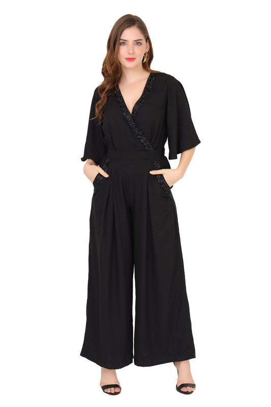 Black Straight Katdana Jumpsuit