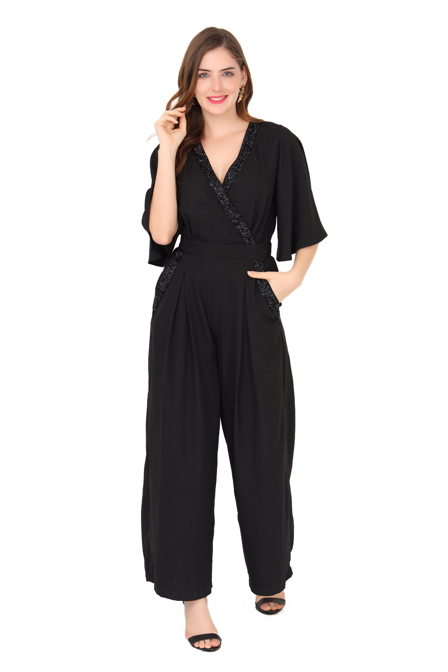 Black Straight Katdana Jumpsuit
