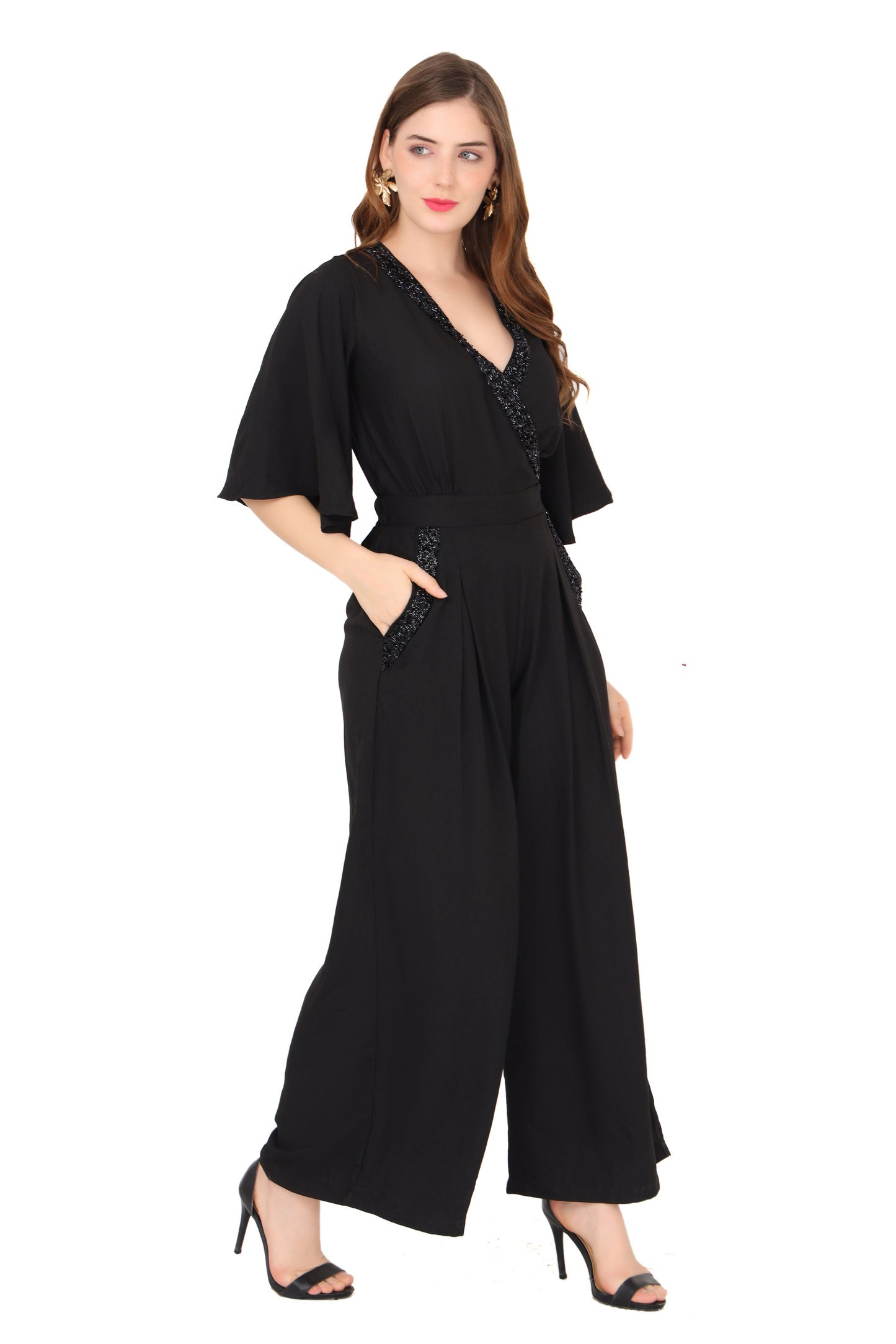 Black Straight Katdana Jumpsuit