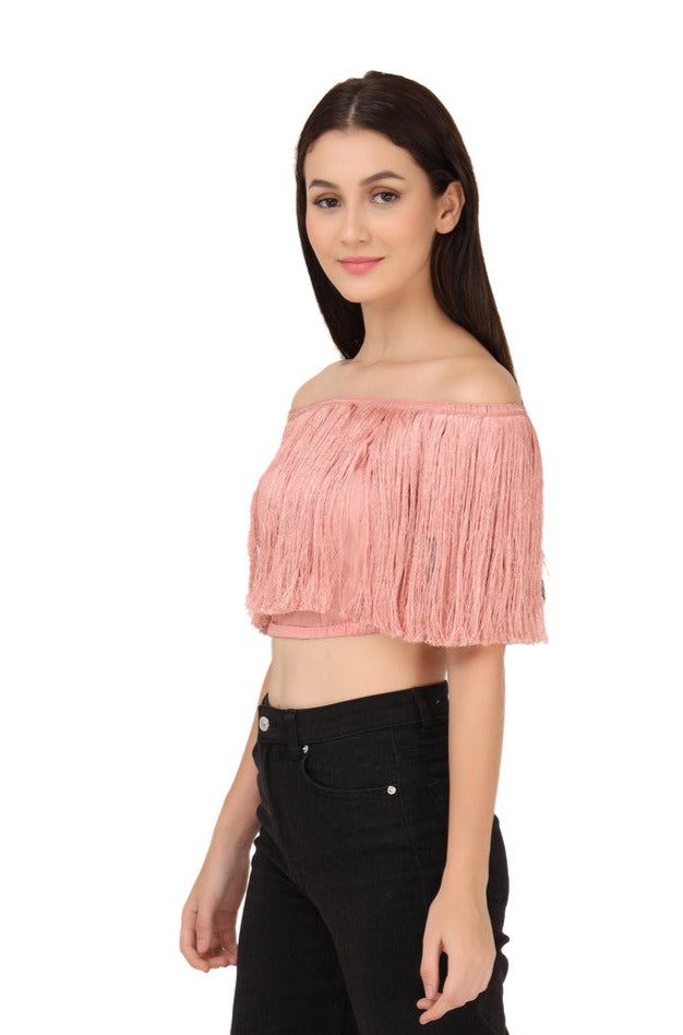 Off shoulder Fringe top