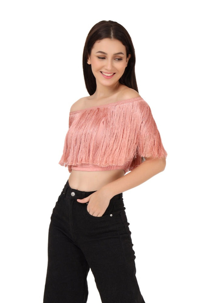 Off shoulder Fringe top