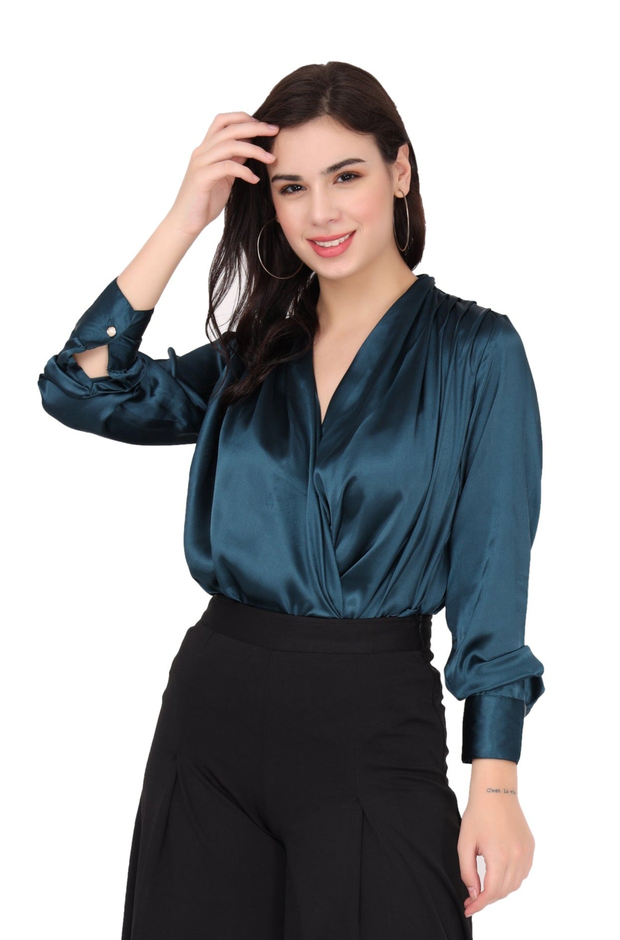 Satin wrap top