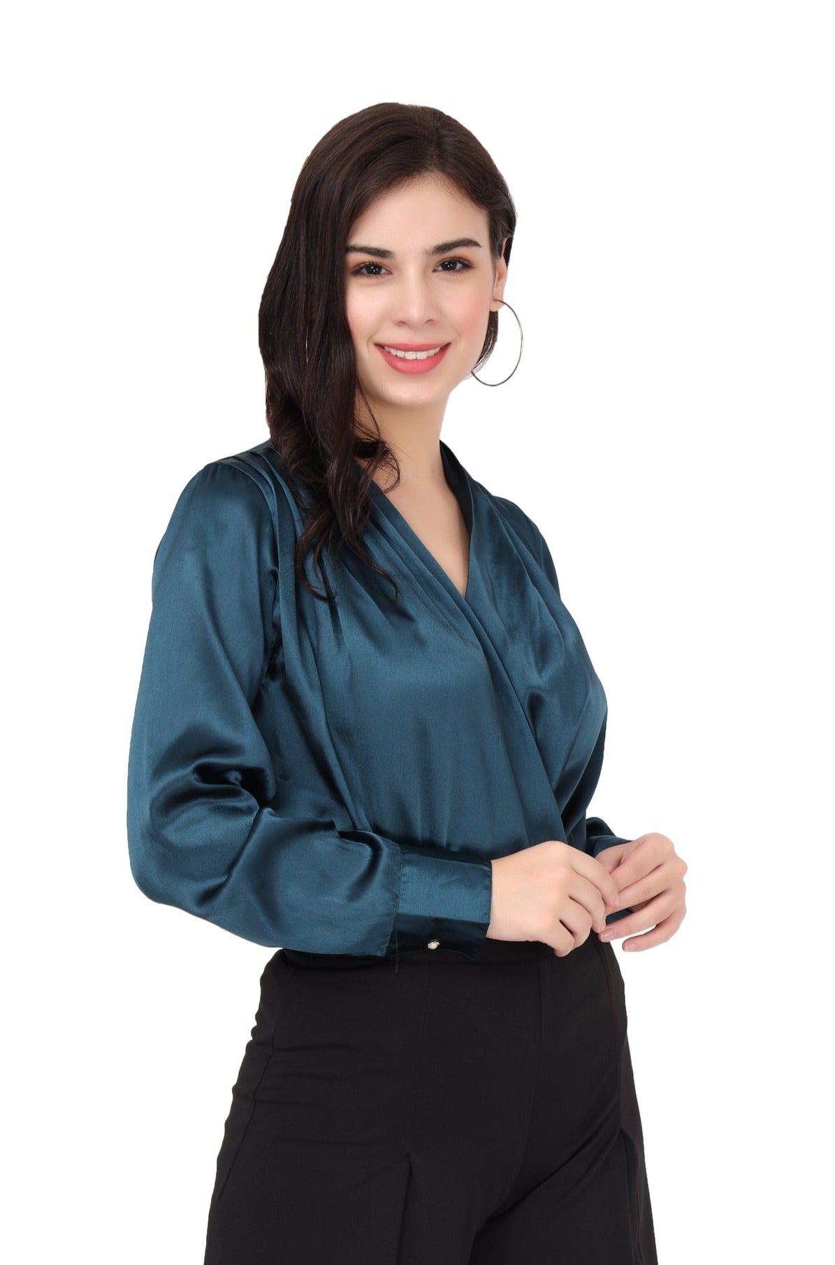 Satin wrap top