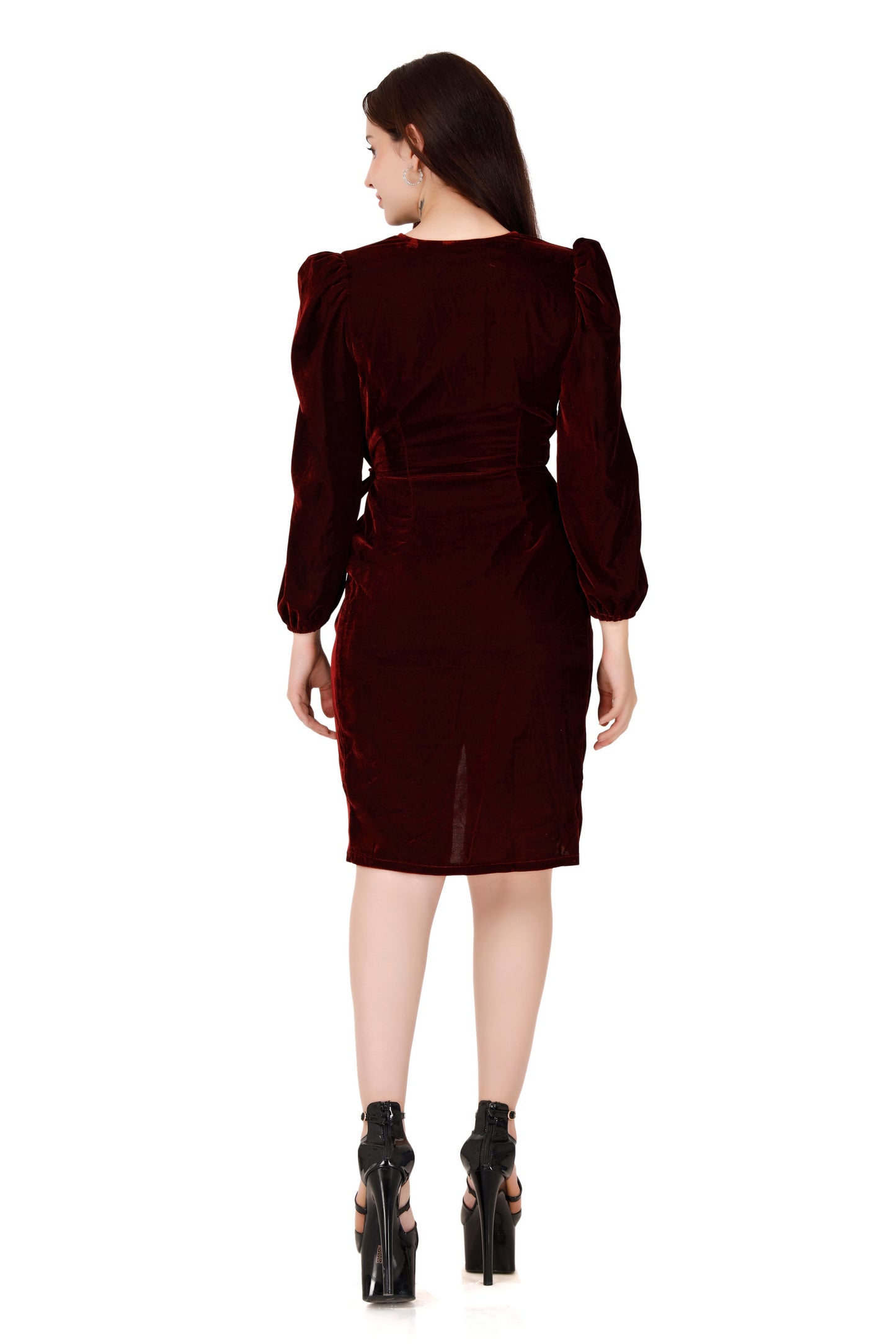 Maroon velvet dress