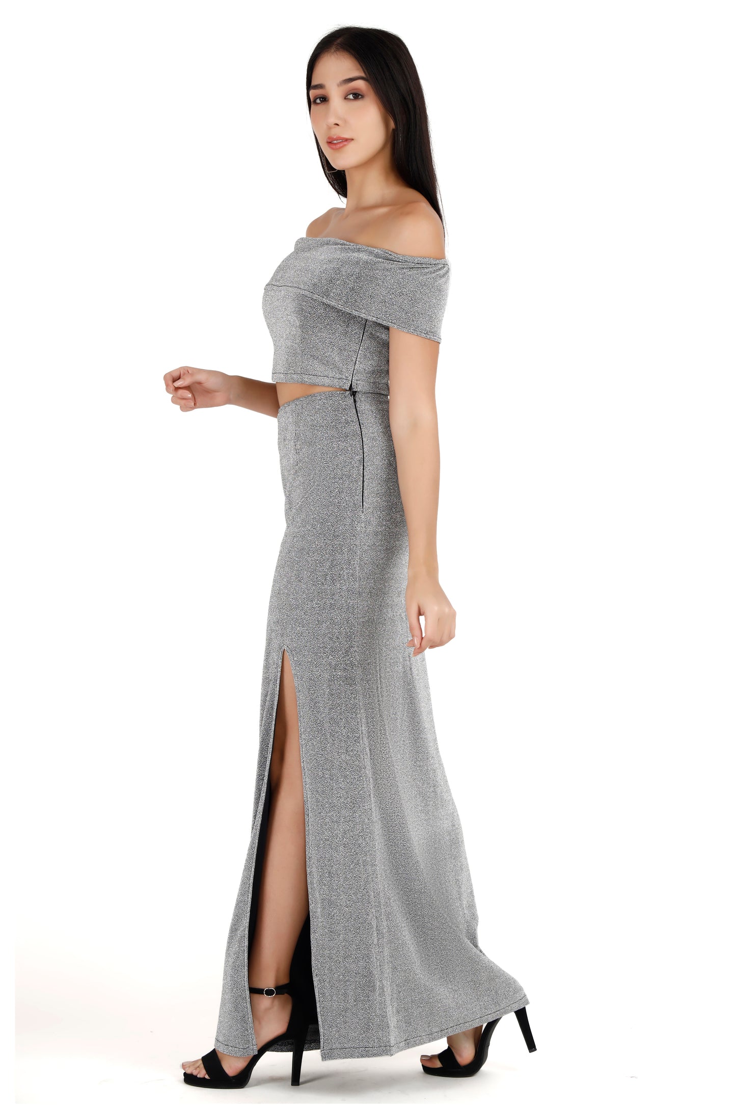 Silver shimmer skirt & top set
