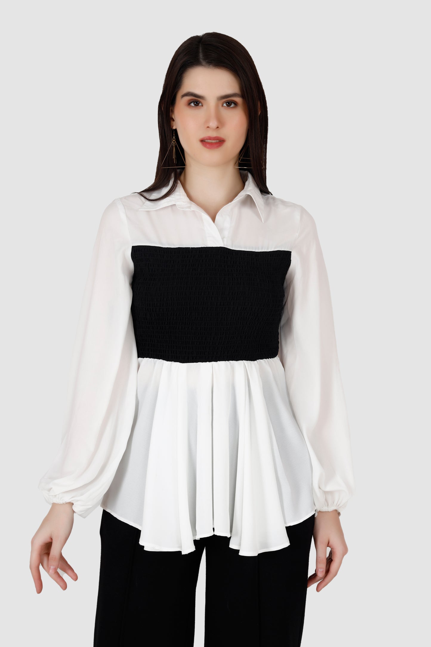 Black and White Smocking top