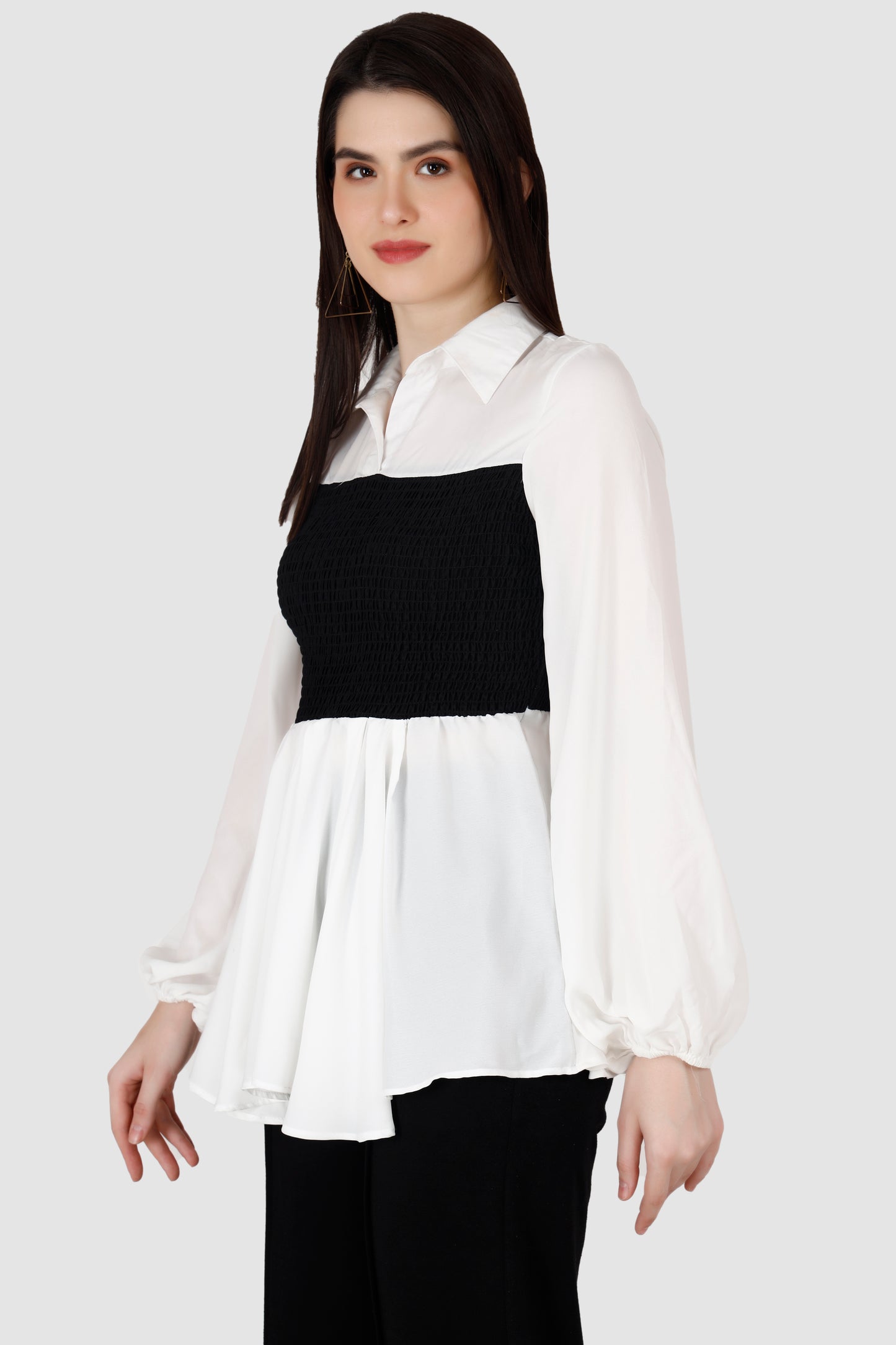 Black and White Smocking top