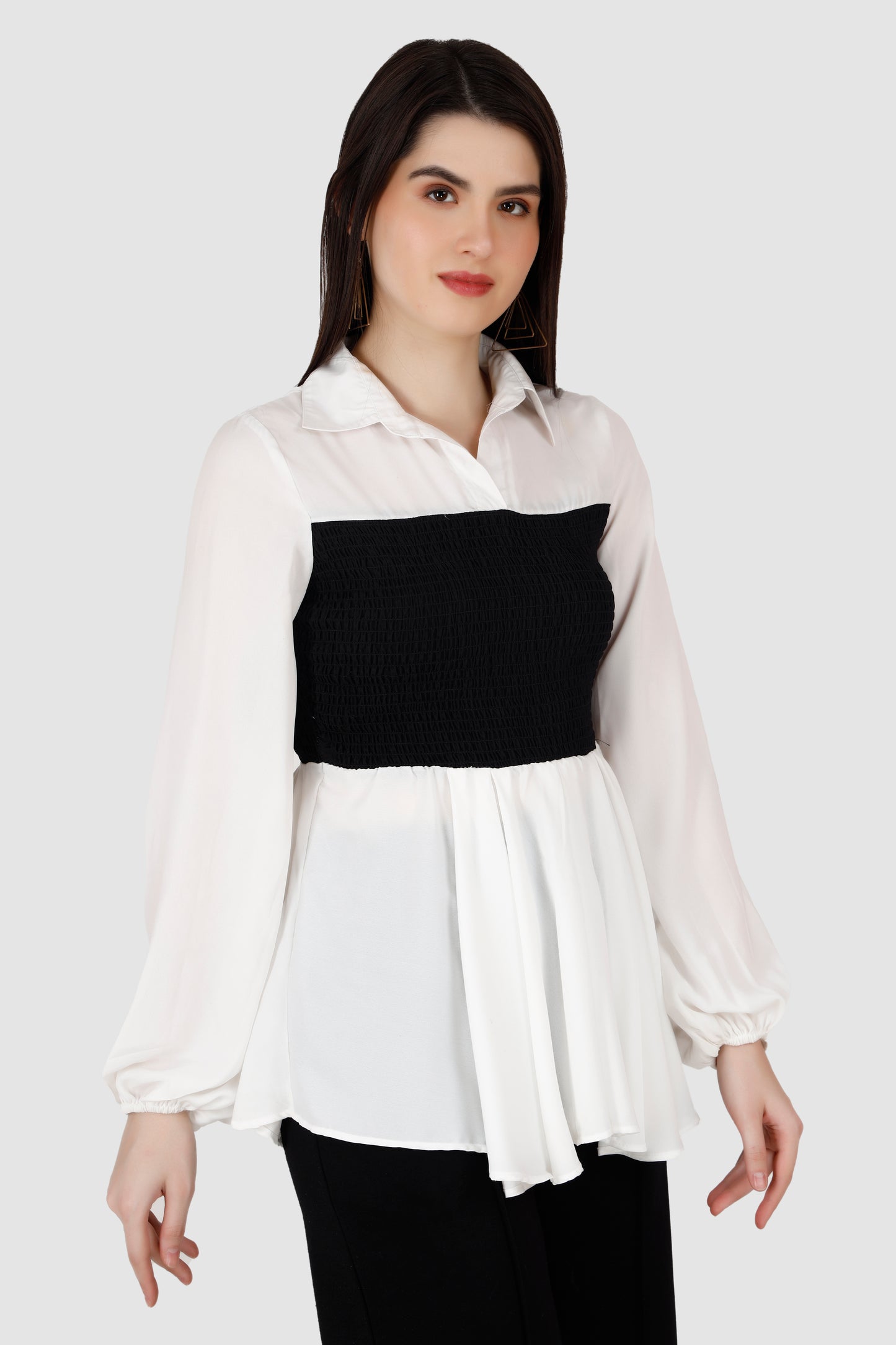 Black and White Smocking top