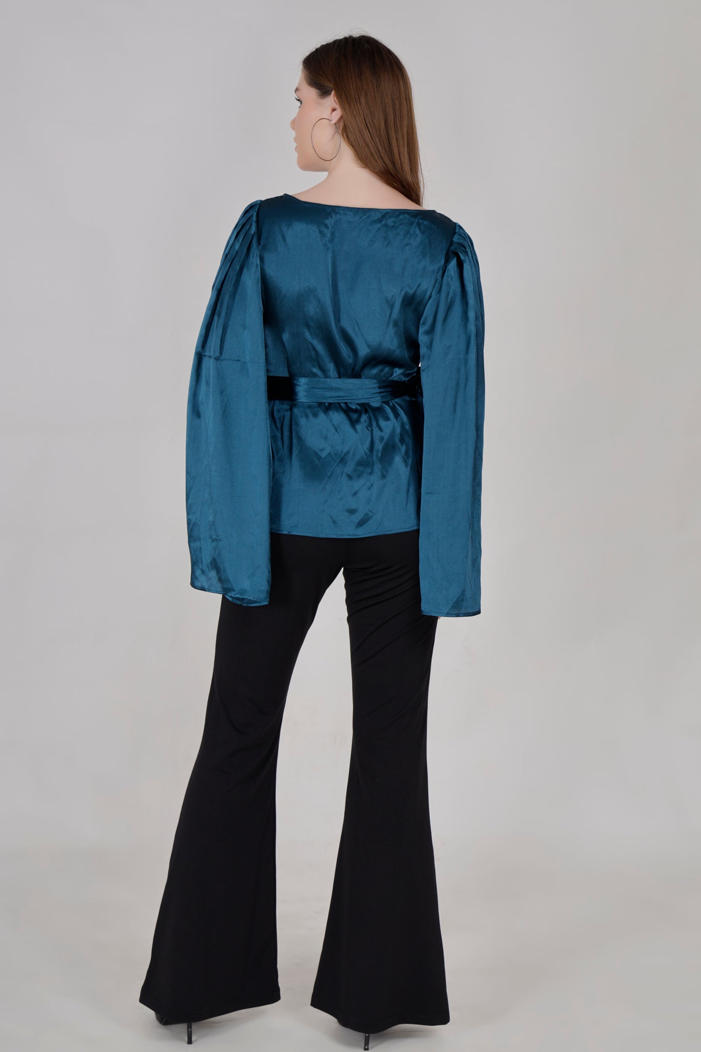 Satin Flared Sleeve Top