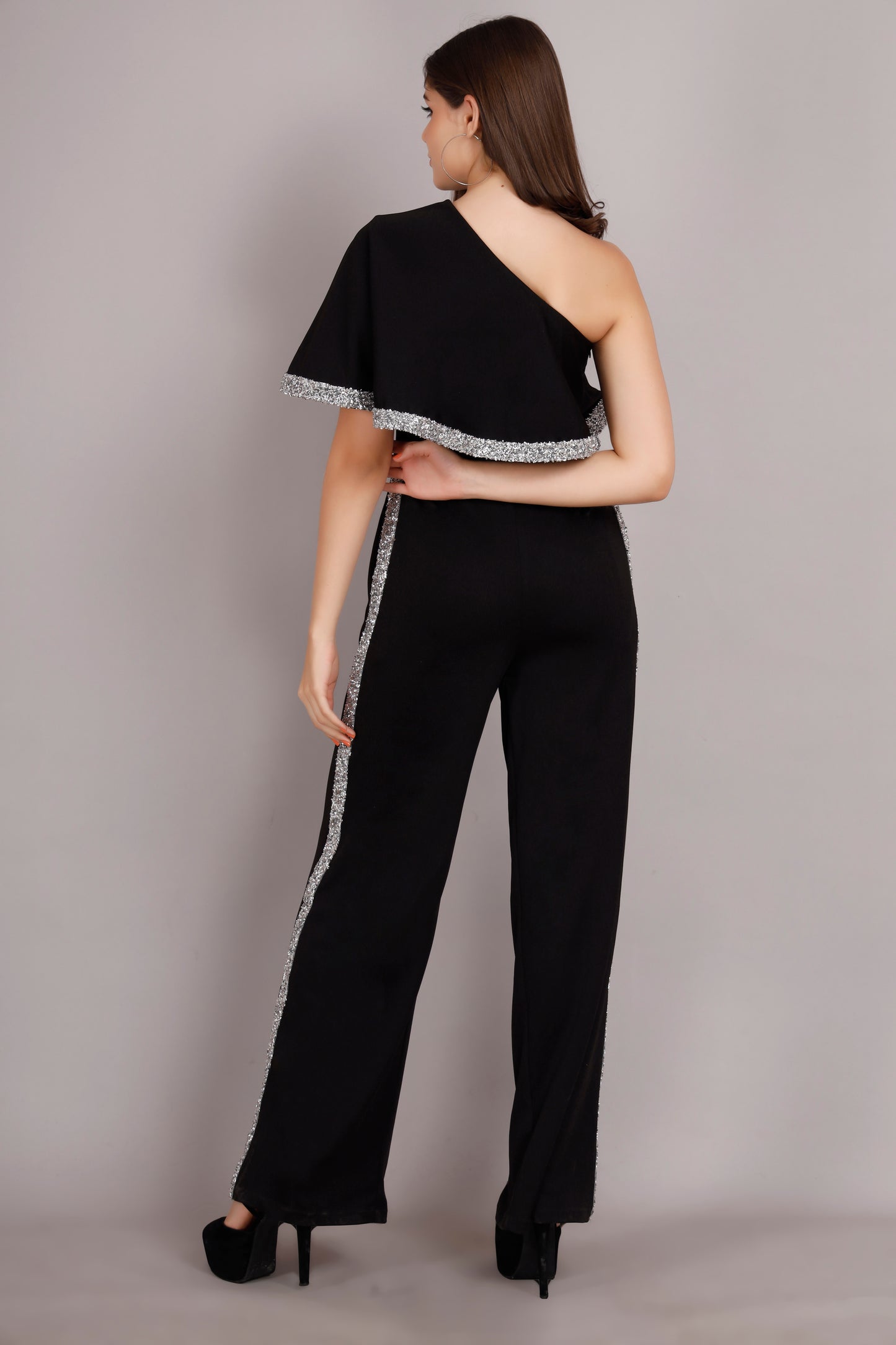 One Shoulder black katdana jumpsuit