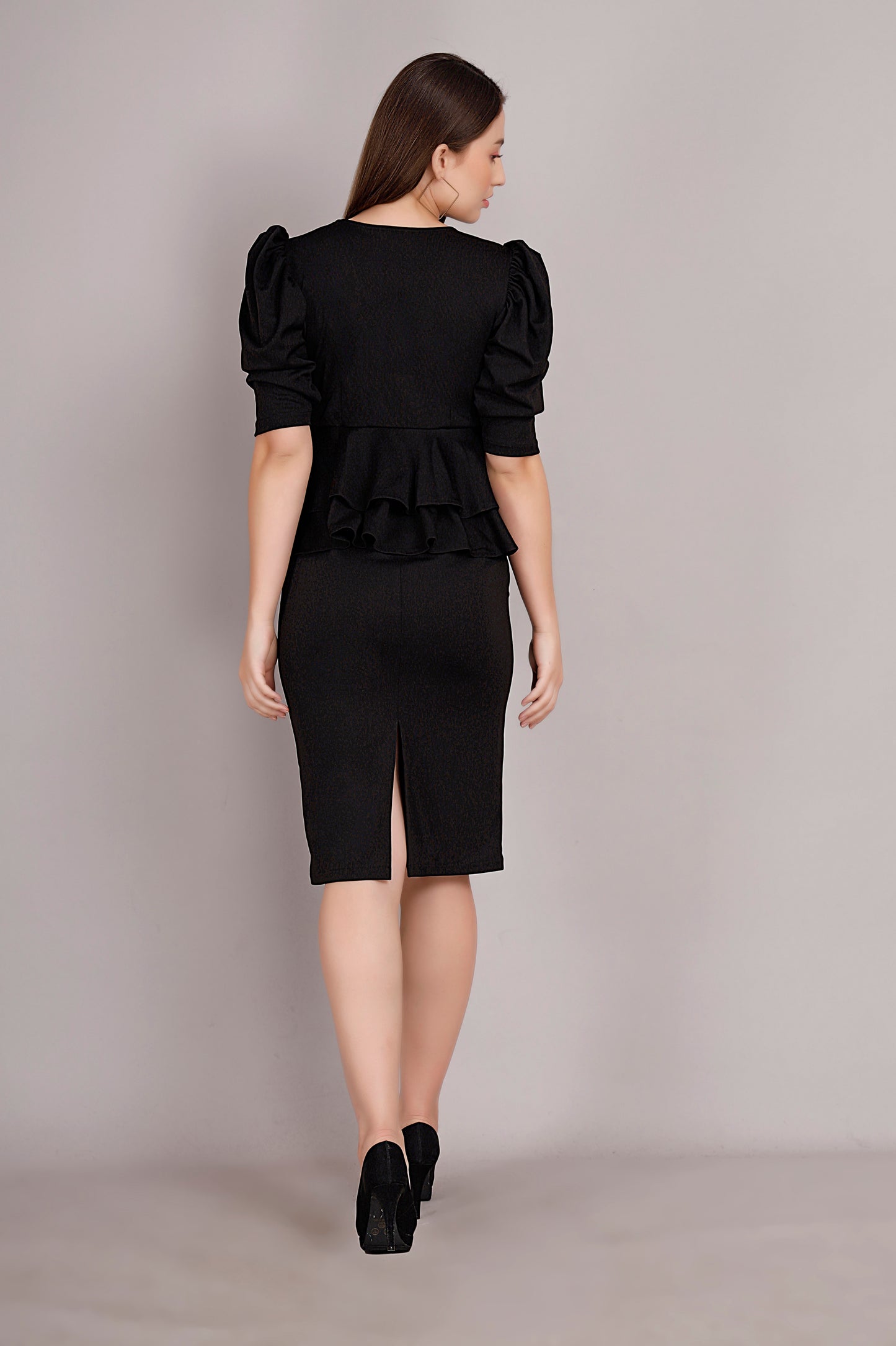 Black Peplum Style Dress