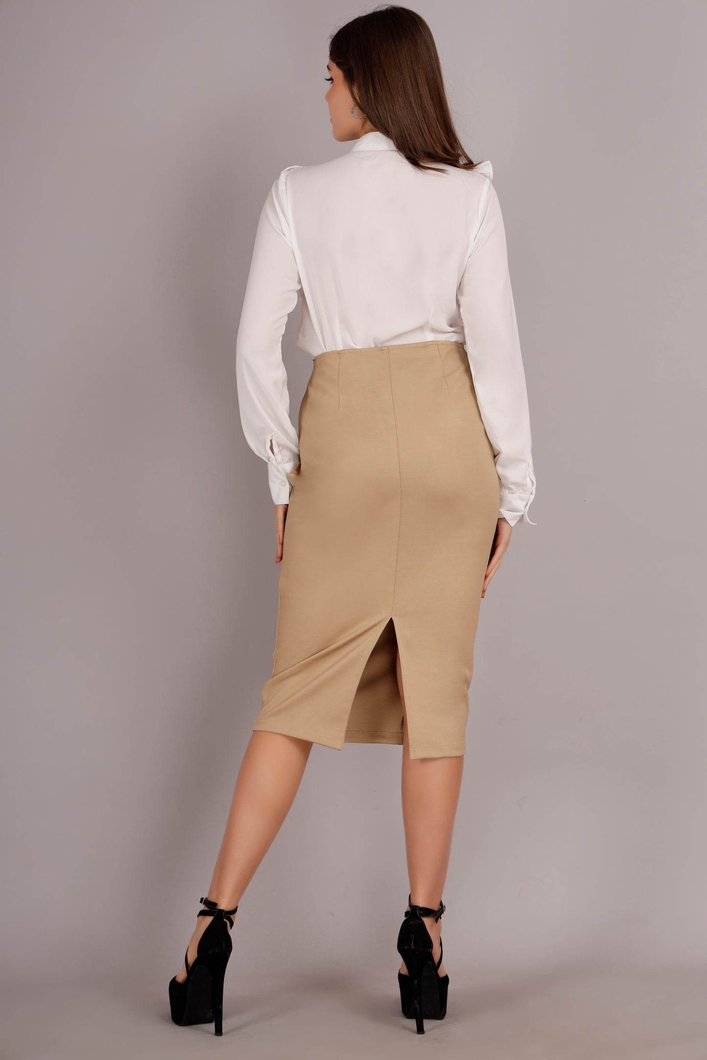 Beige Button Skirt