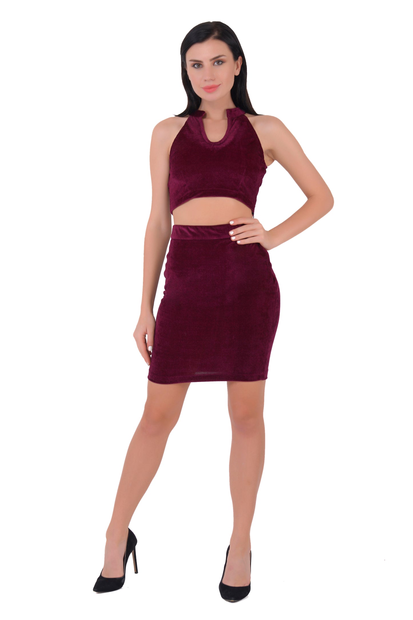 Velvet top and Skirt set