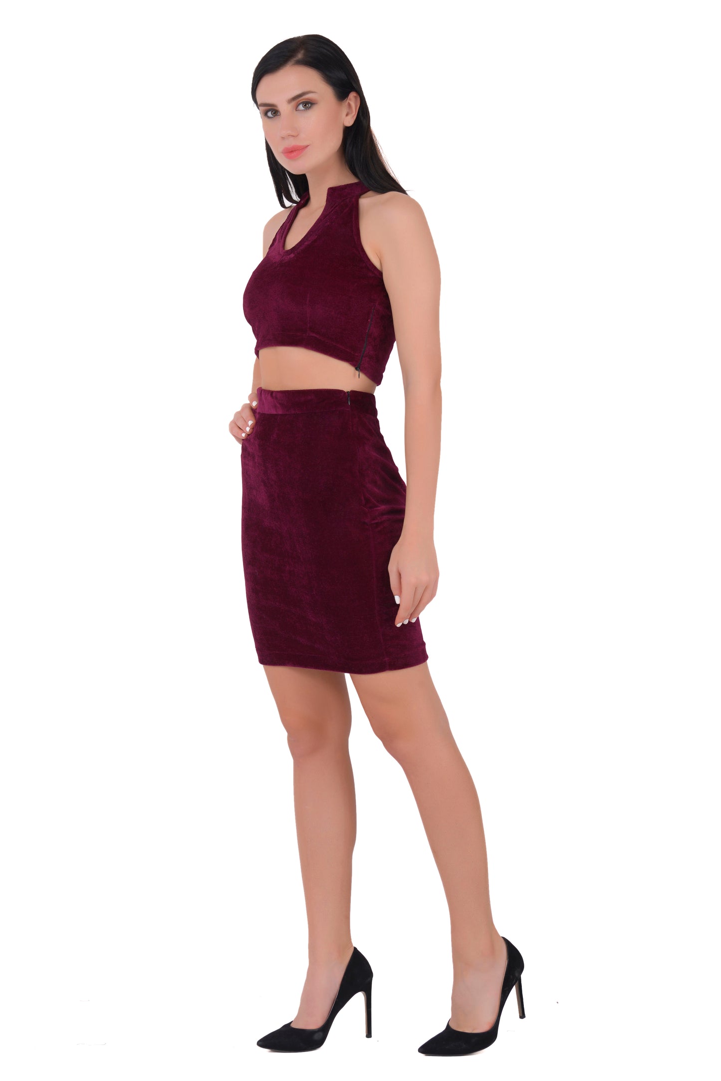 Velvet top and Skirt set