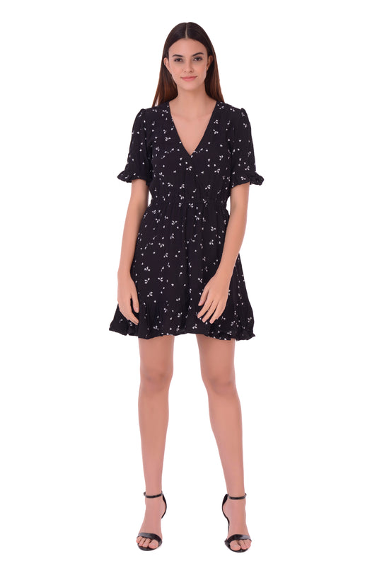 Mini Black Floral Dress