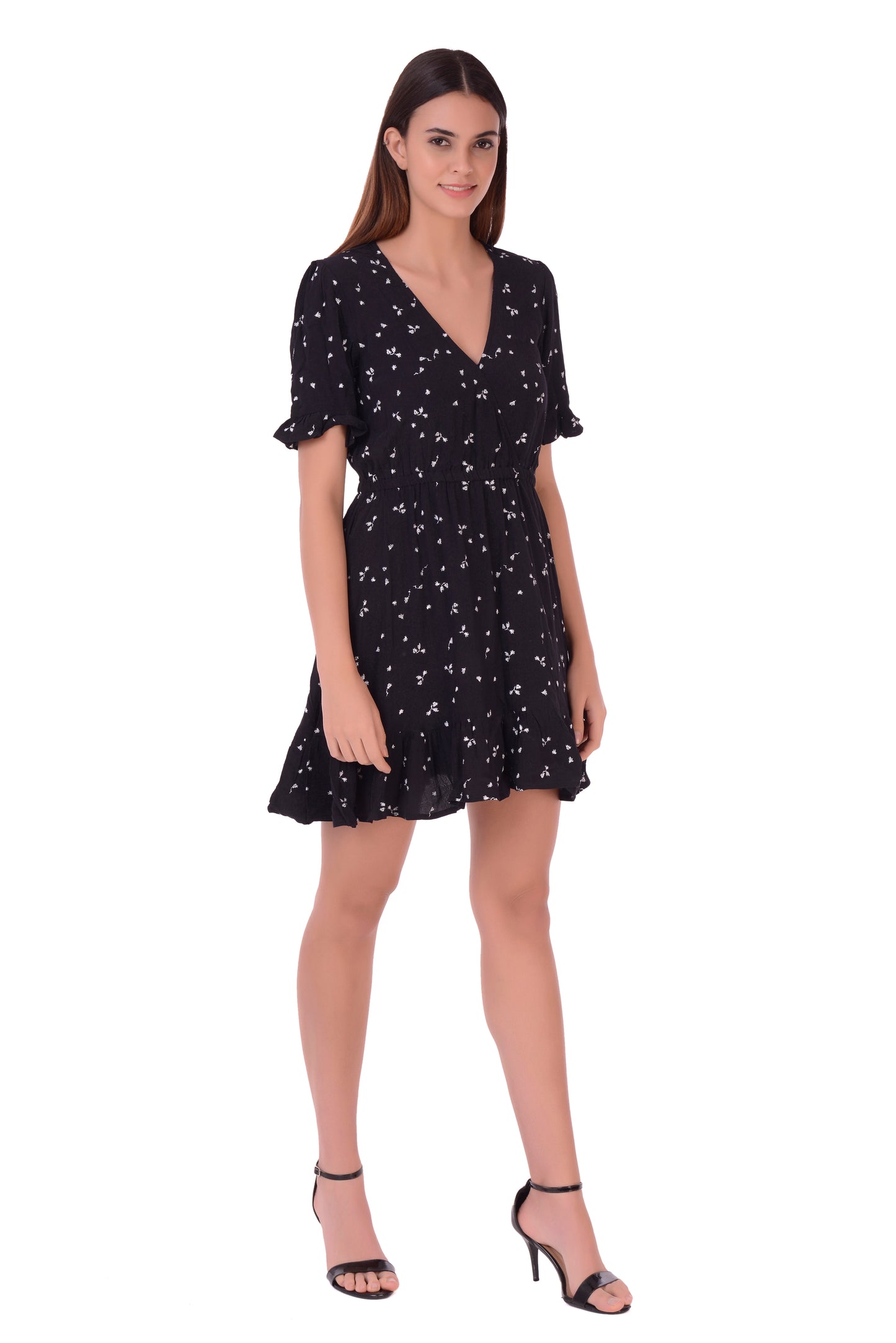 Mini Black Floral Dress