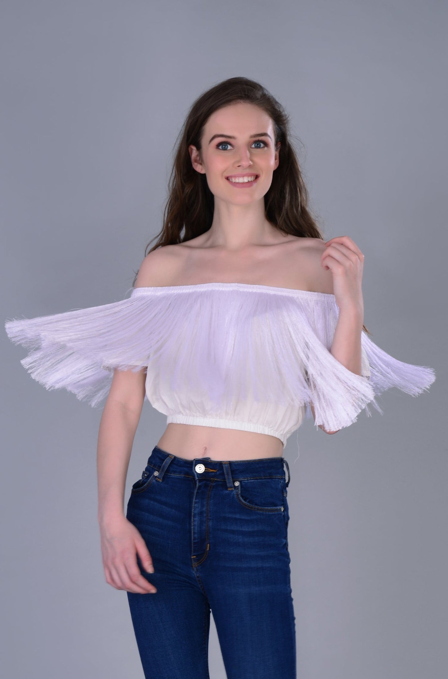 Off shoulder Fringe top